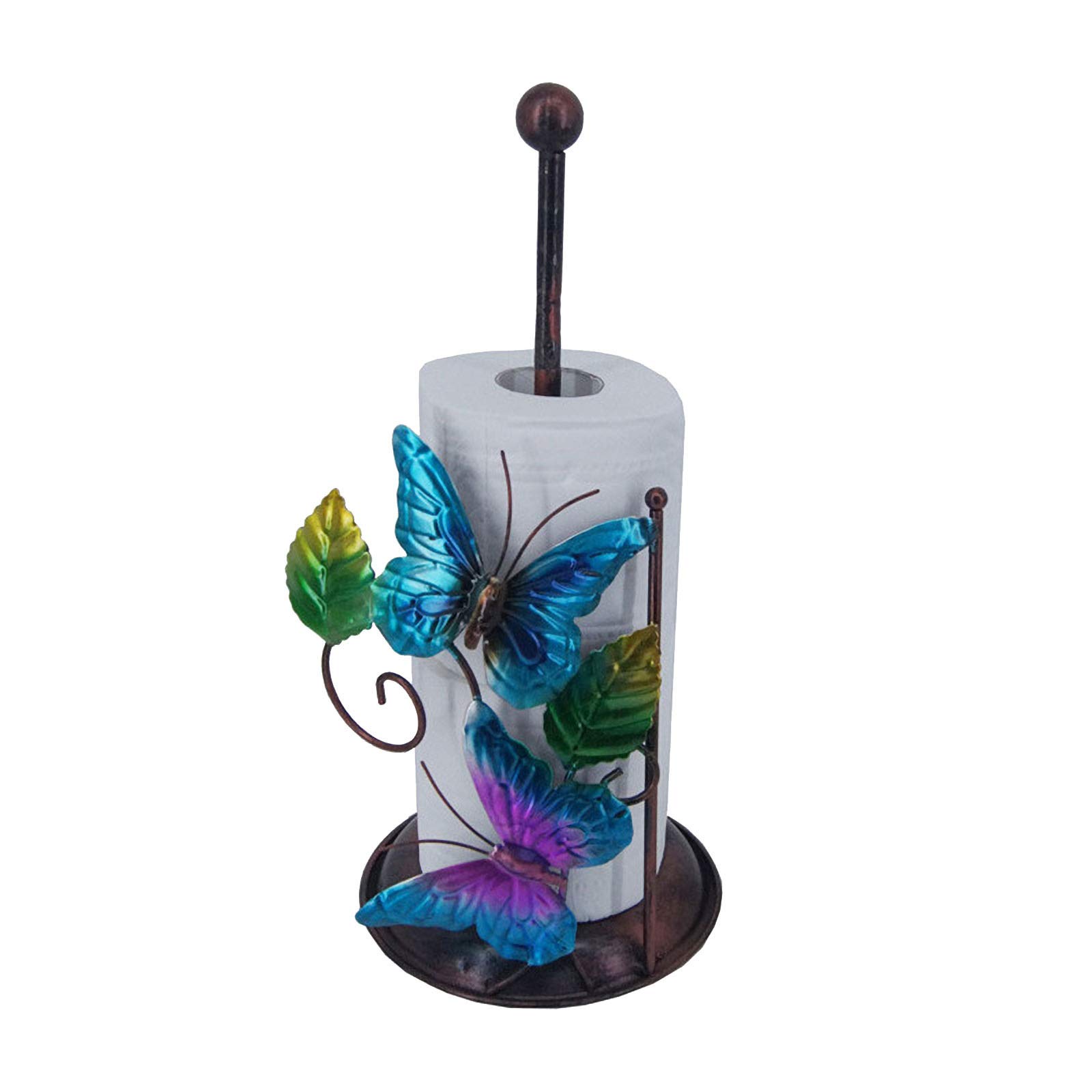 Creative Hand-Painted Butterfly Paper Towel Holder - Non-Slip Base Kitchen Roll Organizer for Standard & Large Rolls | Countertop Tissue Dispenser for Kitchen, Bathroom & Office Use