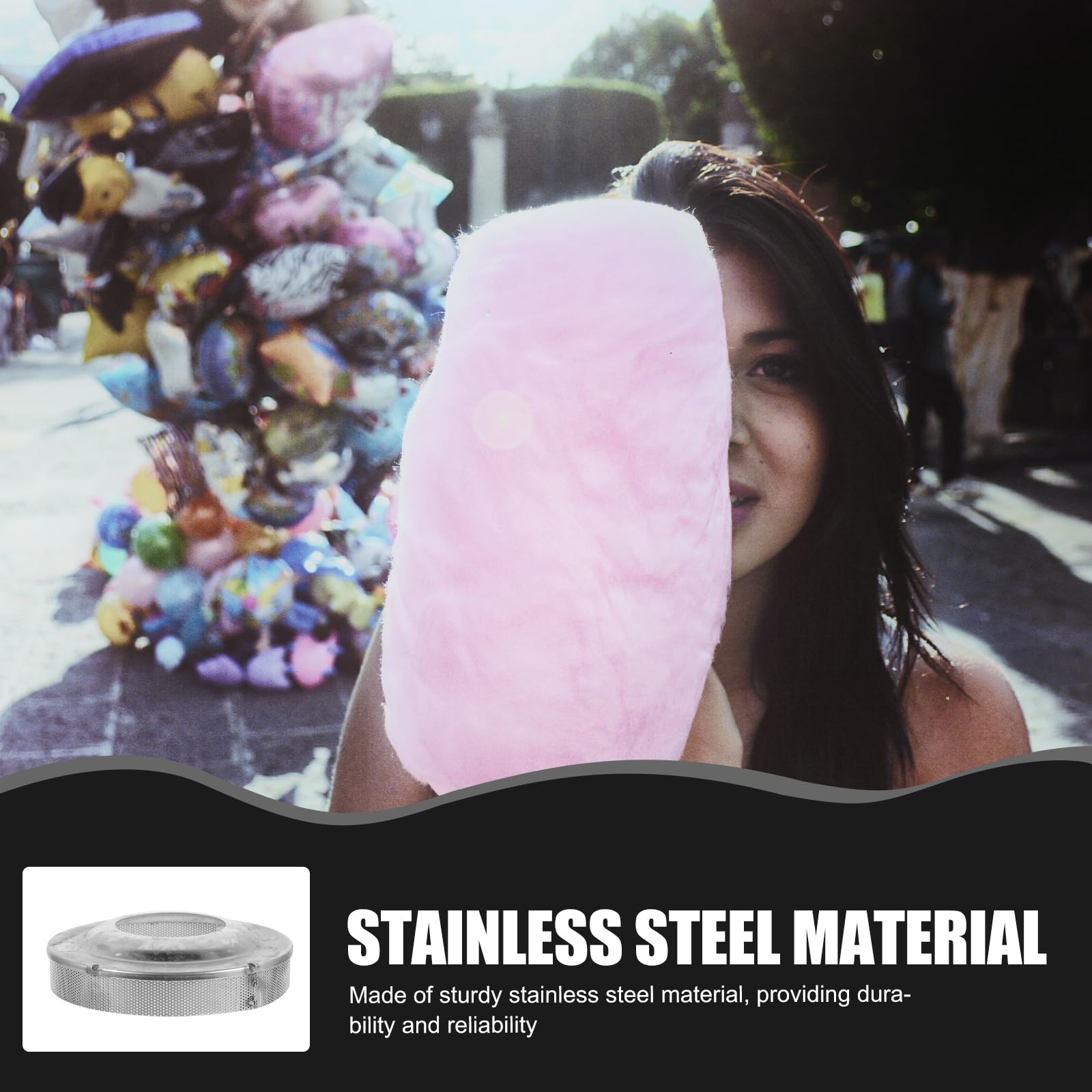 ABOOFAN Stainless Steel Cotton Candy Machine Cover - Sugar Dispenser Bowl Mesh Cover for Candy Floss Maker, Replacement Spare Parts for Cotton Candy Maker - Perfect for Home Parties, Carnival Events, and Fairground Snack Stalls