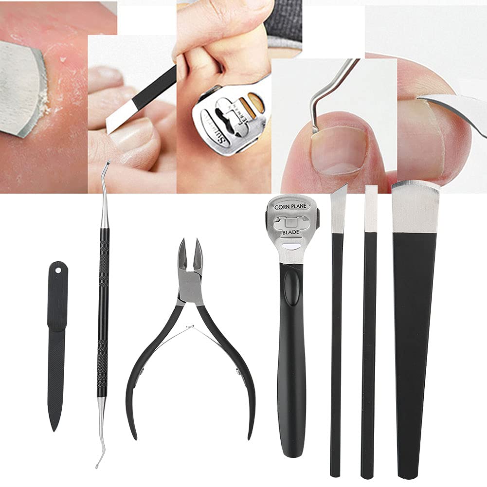 8-Piece Stainless Steel Pedicure Kit - Professional Foot File Set, Callus Remover & Corn Shaver Tools with Metal Nail File & Nail Lifter - Includes Storage Box - Perfect for Home Pedicure, Salon Use & Foot Care Gifts