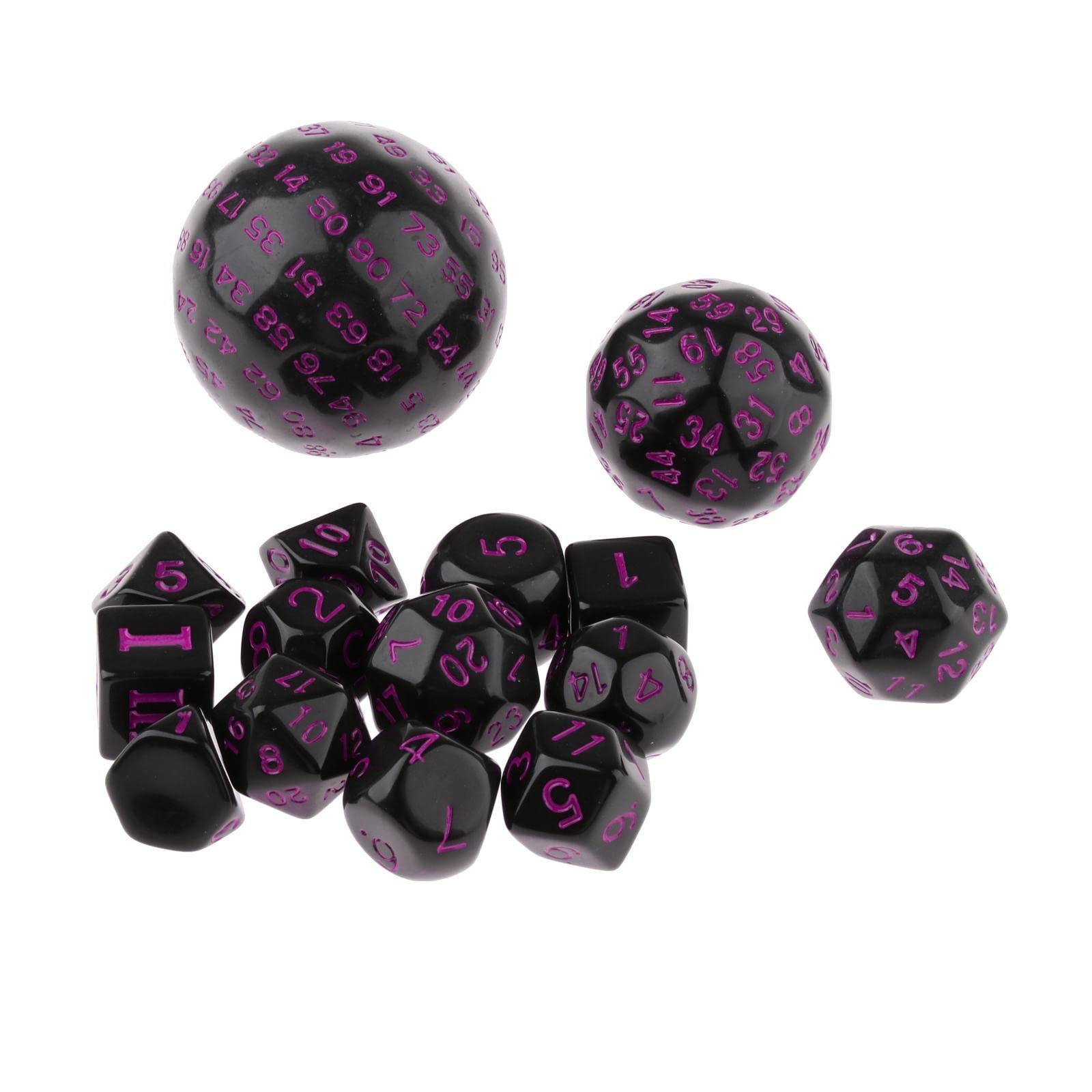 Milageto 15-Piece Polyhedral RPG Dice Set - D30, D16, D12, D10, D8, D7, D5, D4 for Dungeons & Dragons, Tabletop Role Playing Games - Perfect for DND Campaigns, Board Games & Collectors (Purple)