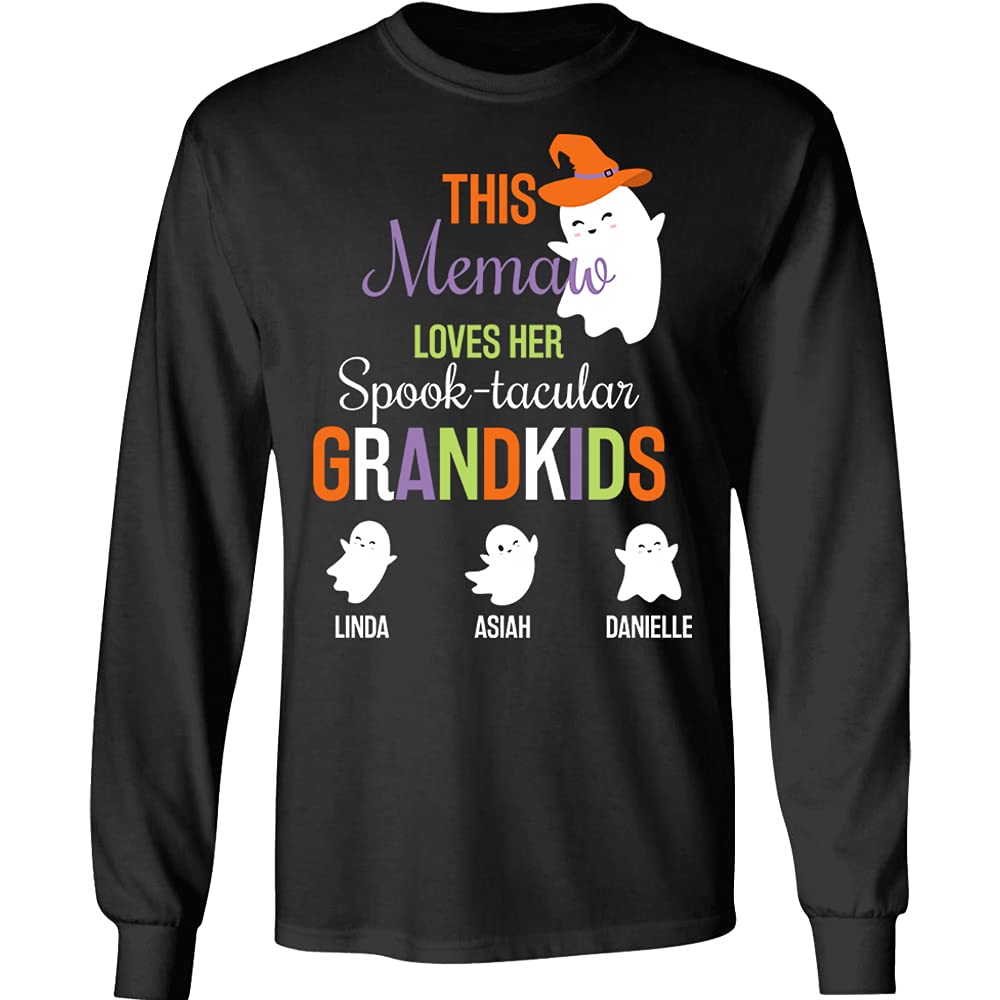 Halloween Shirts for Women & Men - Funny Cute Pumpkin Witch Design with Custom Name | Personalized Halloween Costume Tees for Grandma, Teacher & Party Costumes | Perfect for Halloween Parties, Trick or Treat & Spooky Season Outfits