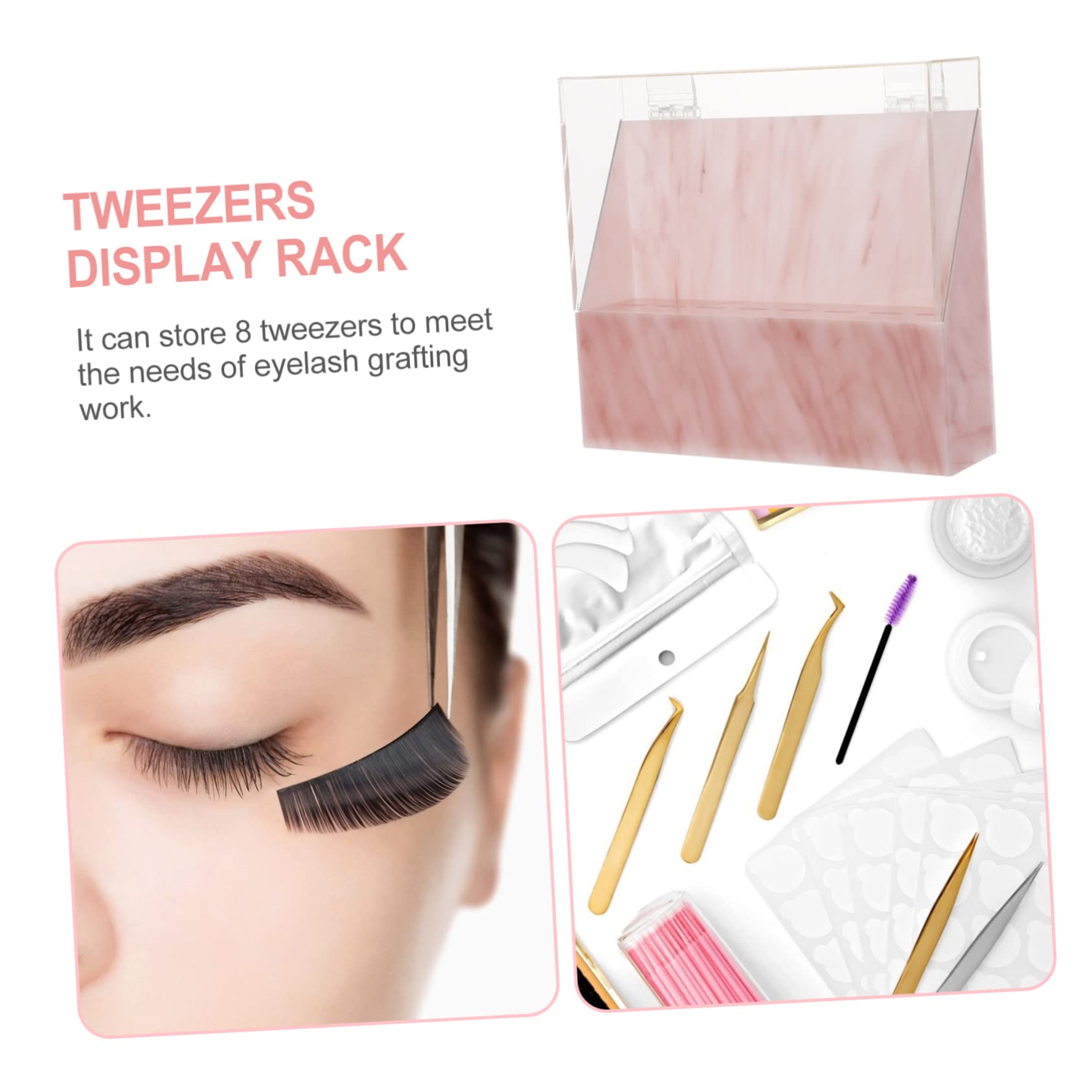 Professional Pink Acrylic Eyelash Extension Tweezers Stand & Storage Box - Makeup Kit Organizer for Lash Extension Tools, Tweezers, and Beauty Accessories - Perfect for Salon, Spa, and Home Use