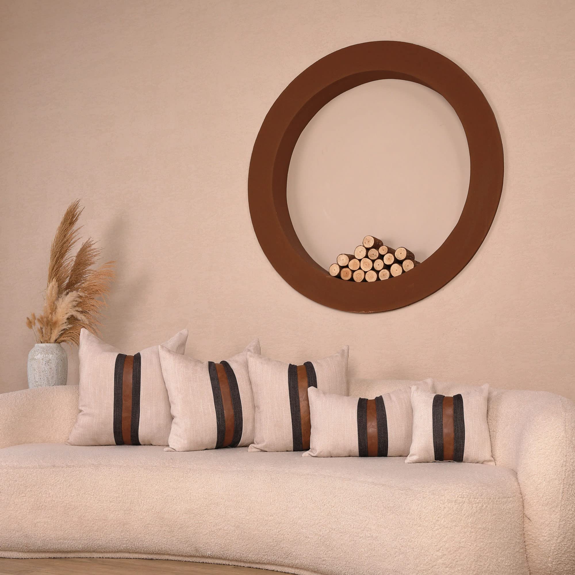 BOYSUM 12x20 Inch Faux Leather Throw Pillow Covers - Farmhouse Decorative Accent Pillows for Outdoor, Couch, Sofa & Bed - Modern Brown Beige Home Decor (Perfect for Patio, Living Room & Bedroom)