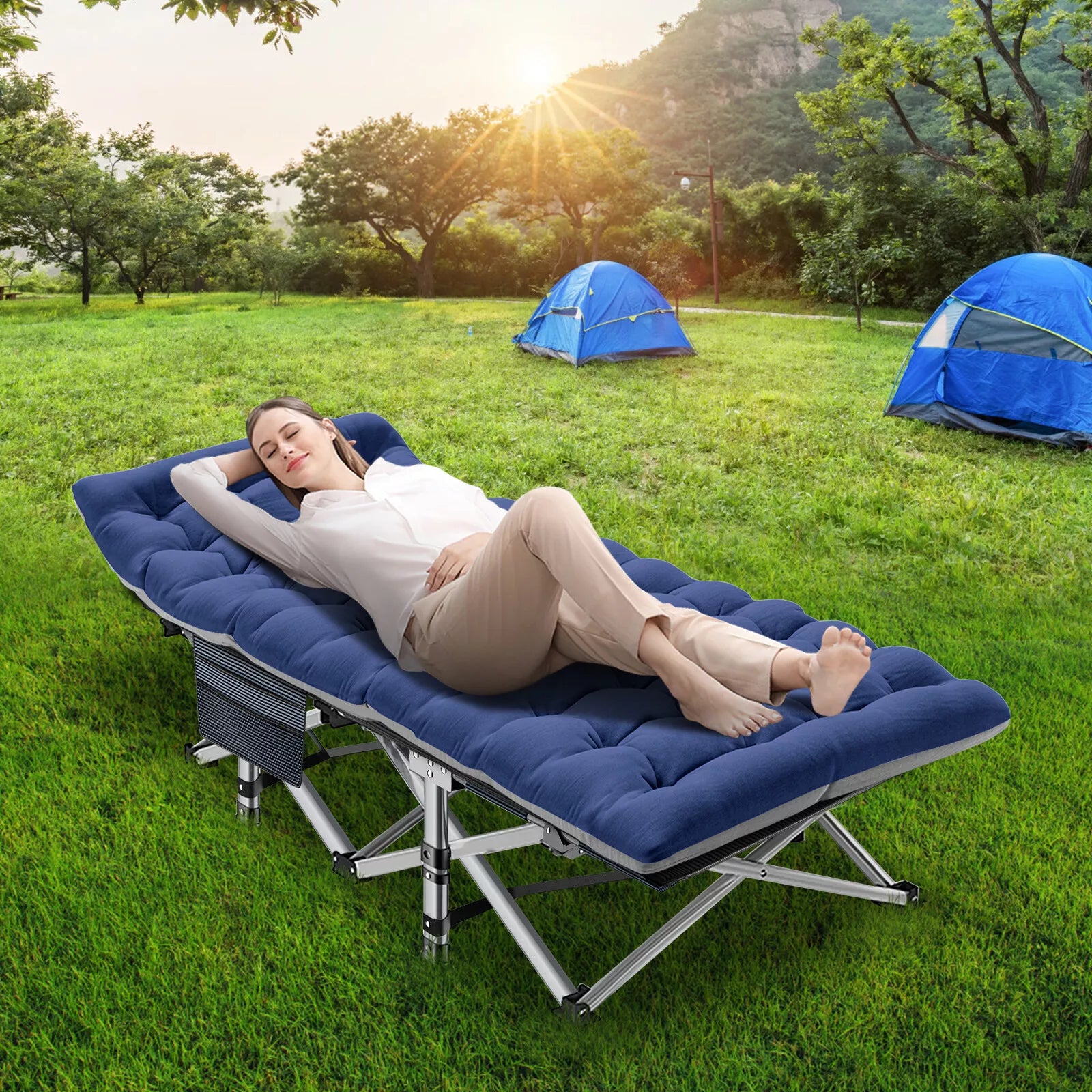 Portable Folding Camping Cot - Lightweight Outdoor Bed for Adults & Kids - Perfect for Camping, Hiking, Backpacking and Emergency Preparedness