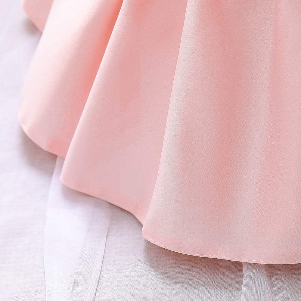 Elegant A-Line Tea Length Flower Girl Dress with Beaded Floral Lace - Perfect for Weddings, Bridal Showers & Special Occasions