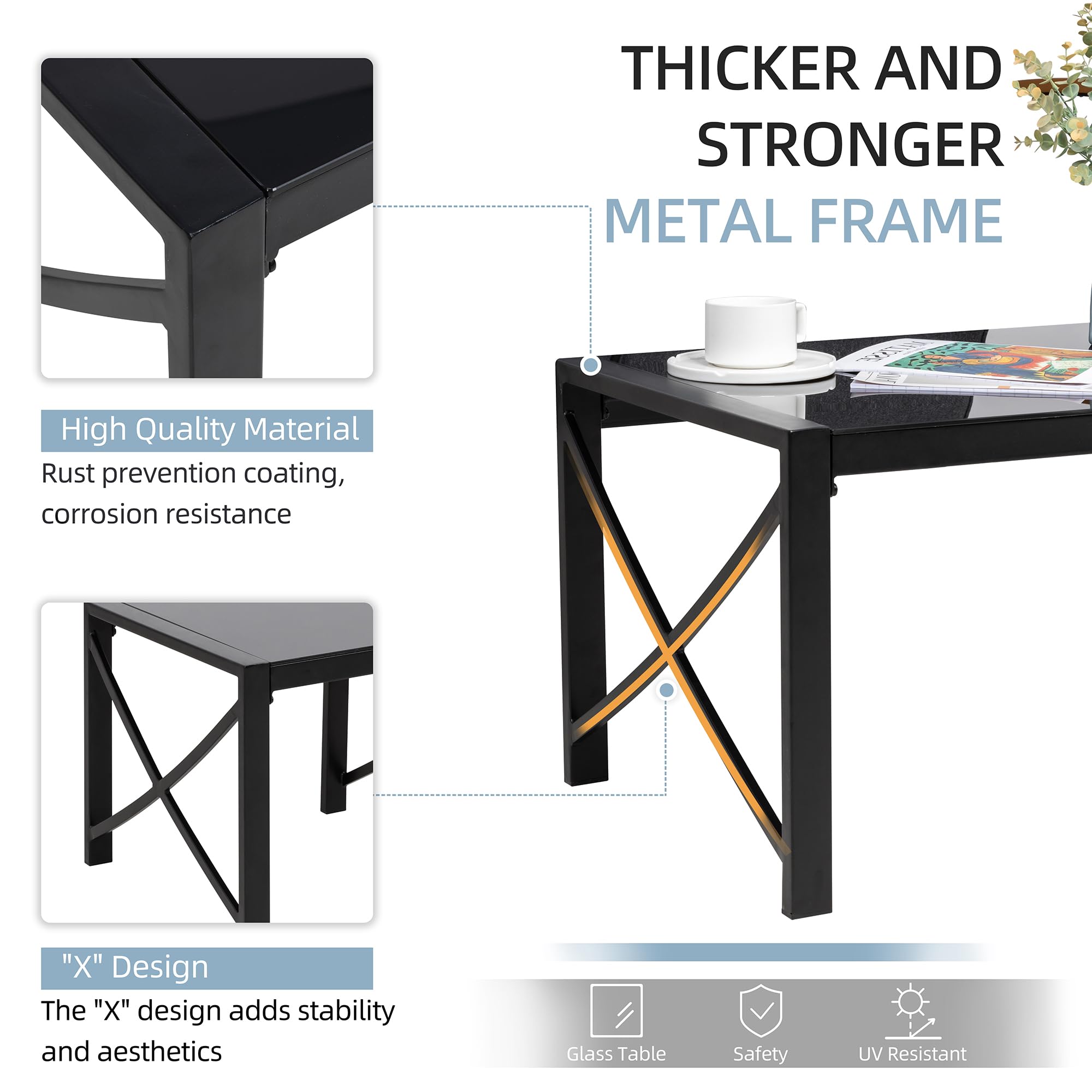 5-Piece Outdoor Metal Patio Furniture Set with Coffee Table - Durable Garden Conversation Set for Patio, Backyard, Balcony & Poolside - Perfect for Relaxing & Entertaining Outdoors