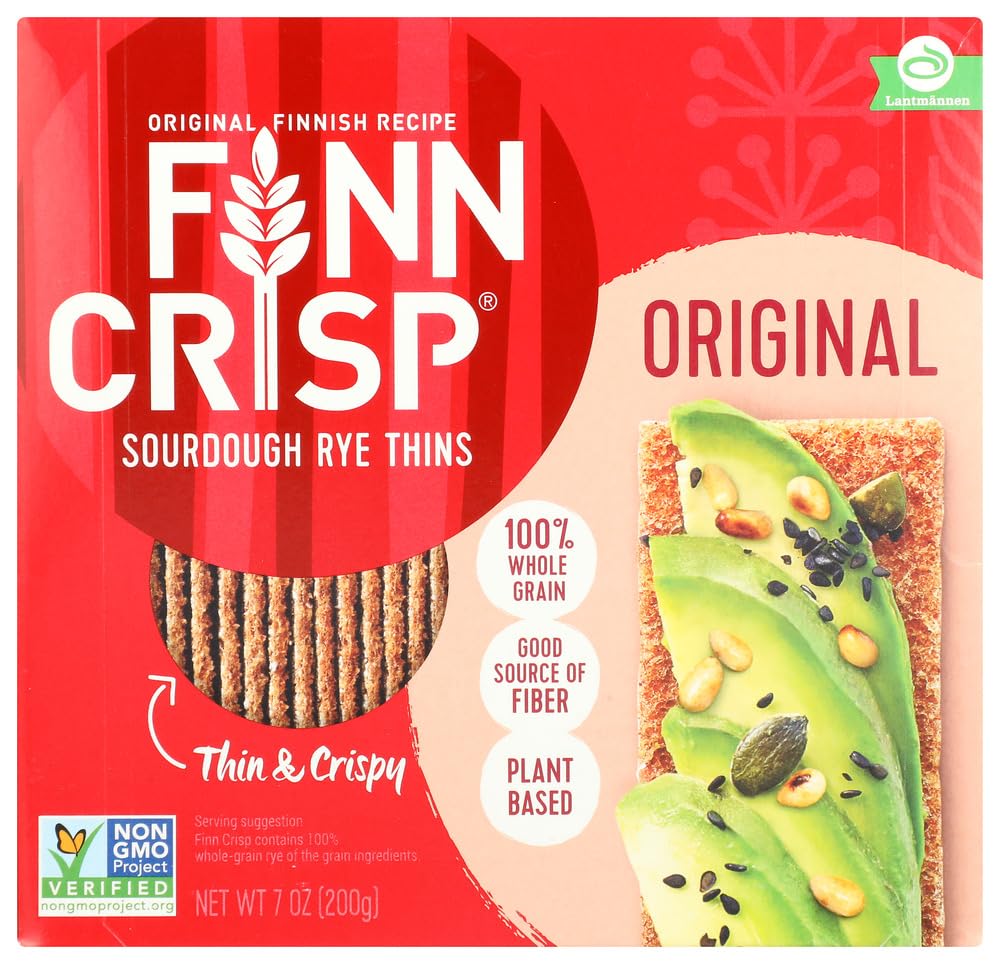 Finn Crisp Original Crispbread - 7 Oz (Pack of 6) | Whole Grain Rye Crackers | Healthy Snack for Breakfast, Keto Diet & On-The-Go Lifestyle