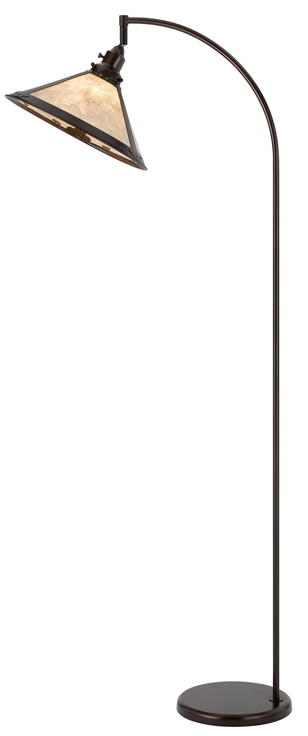 Cal Lighting BO-3122FL-BZ 60W Adjustable Metal Floor Lamp with Mica Shade - Modern Reading Light for Living Room, Bedroom & Office - Dimmable Brightness for Cozy Ambience