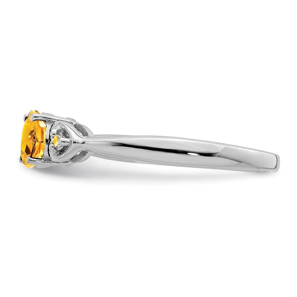 Diamond2Deal 925 Sterling Silver Diamond and Citrine Round Engagement Ring - 0.37ct, Size 5-10 | Perfect for Proposals, Anniversaries & Special Occasions