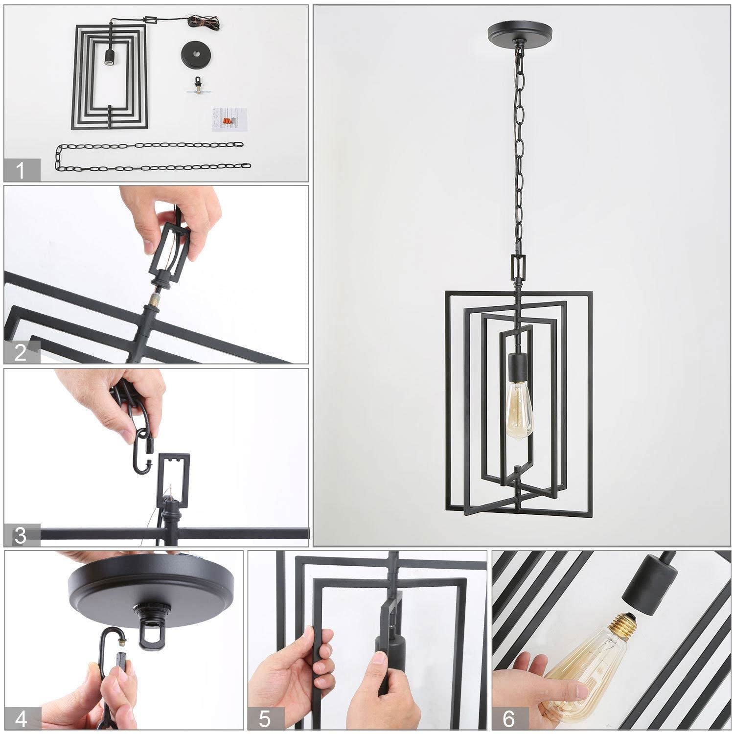 KSANA Adjustable Black Pendant Lighting for Kitchen Island & Foyer Chandelier - 12