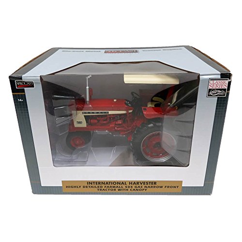 1/16 Scale High Detail IH Farmall 504 Gas Narrow Front Tractor with Canopy - ZJD1739 Collectible Model Tractor for Display, Farming Diorama, and Agricultural Enthusiasts