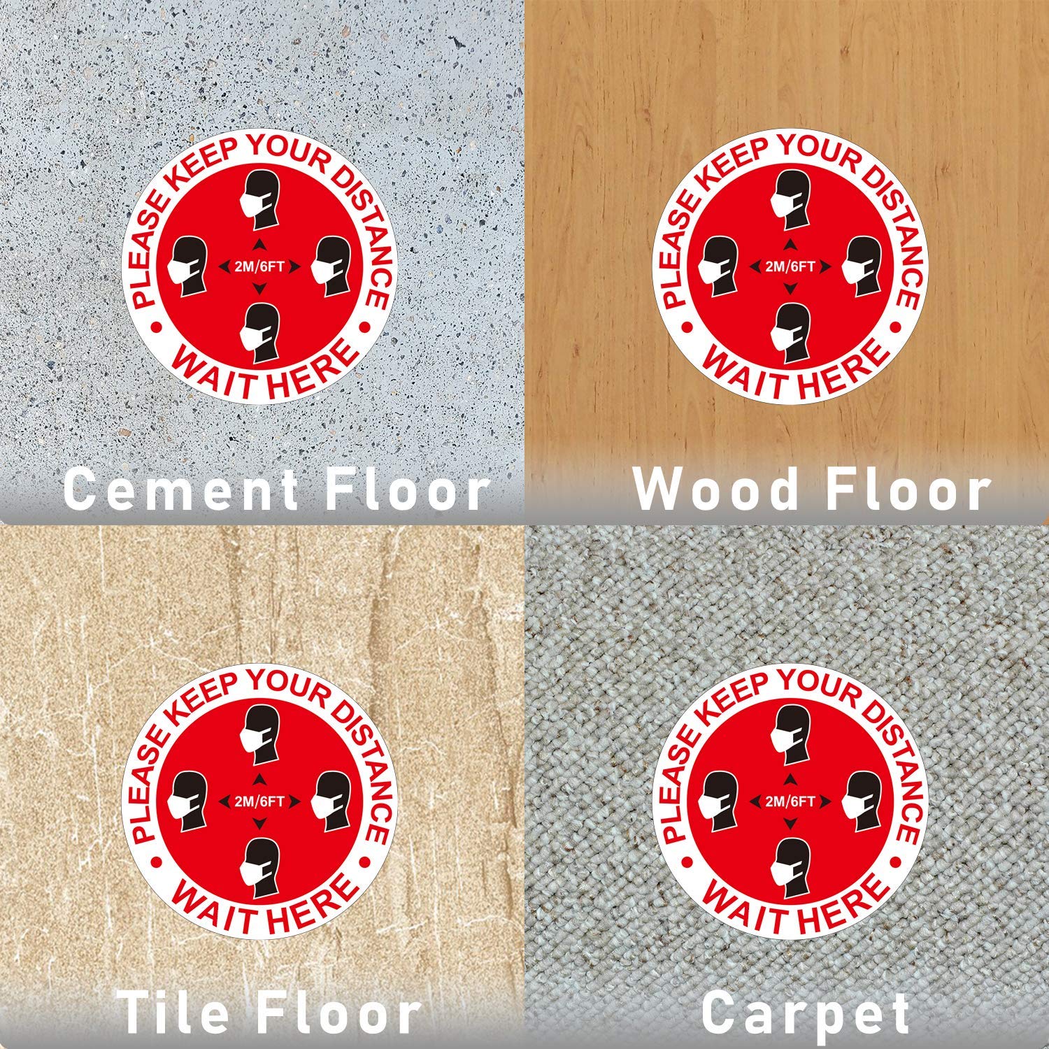 10 Pack Social Distancing Floor Decals - Non-Slip Adhesive Stickers for Retail Stores, Offices & Public Spaces - Perfect for COVID Safety Markings & Queue Management