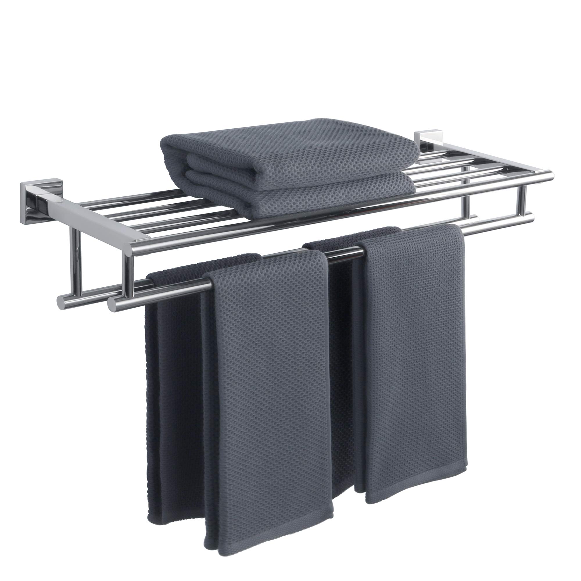 Alise 28 Inch SUS 304 Stainless Steel Wall Mount Towel Rack - Double Towel Bars Bathroom Hanger with Polished Chrome Finish | Perfect for Bathroom, Lavatory & Spa Decor