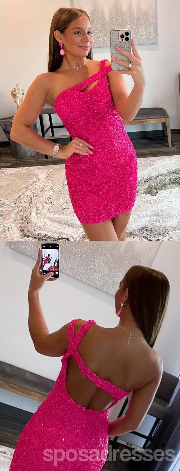 Elegant Pink One Shoulder Short Homecoming Dress 2024 | Affordable Prom Dress for Women | CM937 | Perfect for Parties, Dances & Special Occasions