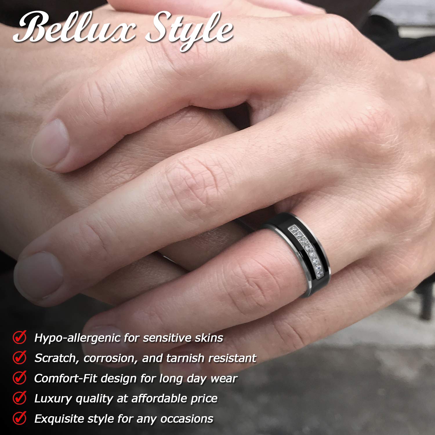 Stainless Steel Men's Wedding Bands & Promise Rings - Comfort Fit Silver & Black Engagement Jewelry for Him - Perfect for Proposals, Anniversaries & Everyday Wear