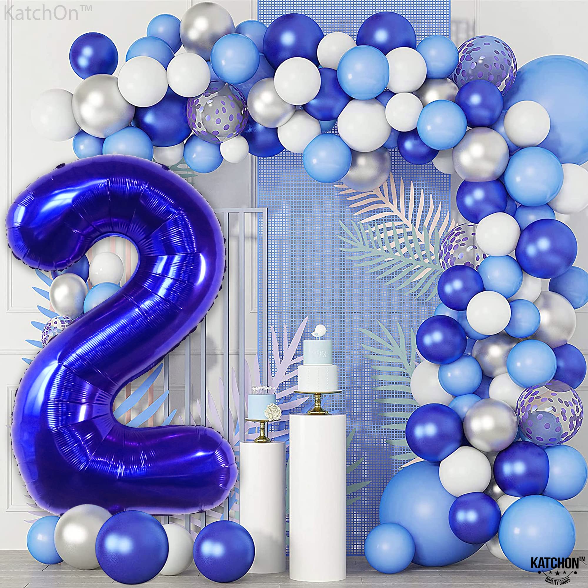 KatchOn Giant 40 Inch Royal Blue Number 2 Balloon - Baby Shark Themed 2nd Birthday Decorations for Boys | Perfect for Birthday Parties, Baby Showers & Anniversary Celebrations