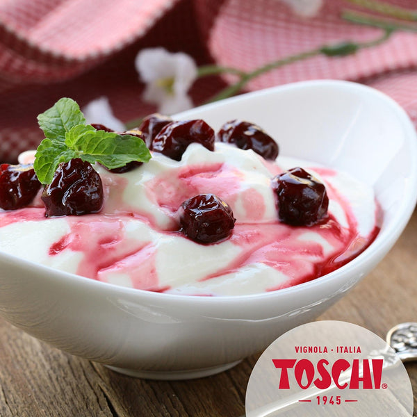Premium TOSCHI Amarena Candied Sour Black Cherries in Rich Syrup - 1kg Jar | Perfect for Desserts, Cocktails & Gourmet Recipes