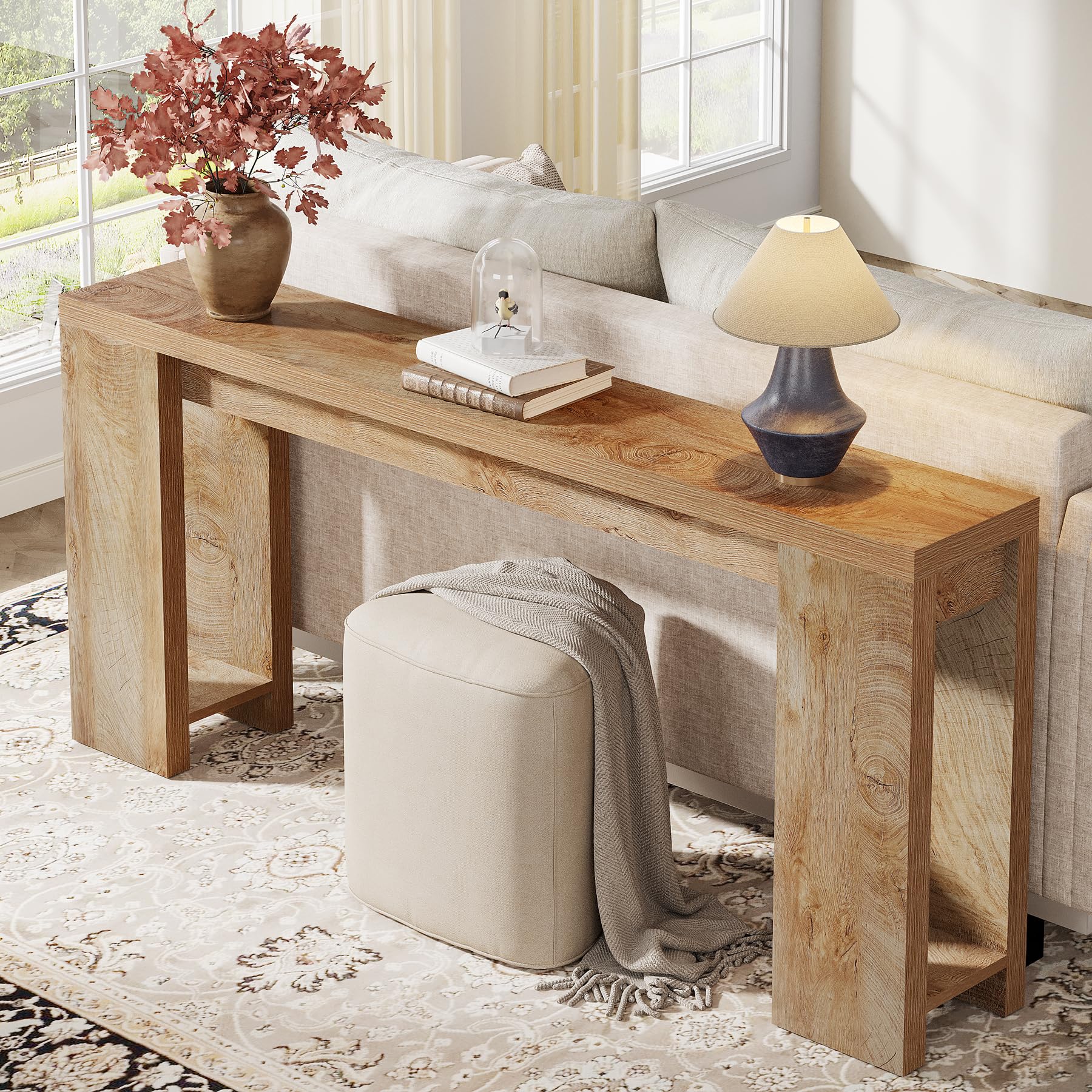 Tribesigns 70.9-Inch Extra Long Farmhouse Console Table - Light Oak Brown Sofa Table for Behind Couch, Narrow Entryway Accent Table - Perfect for Living Room, Hallway, Entrance & Foyer Decor | Ideal for Small Spaces, Home Office & Apartment Entryways