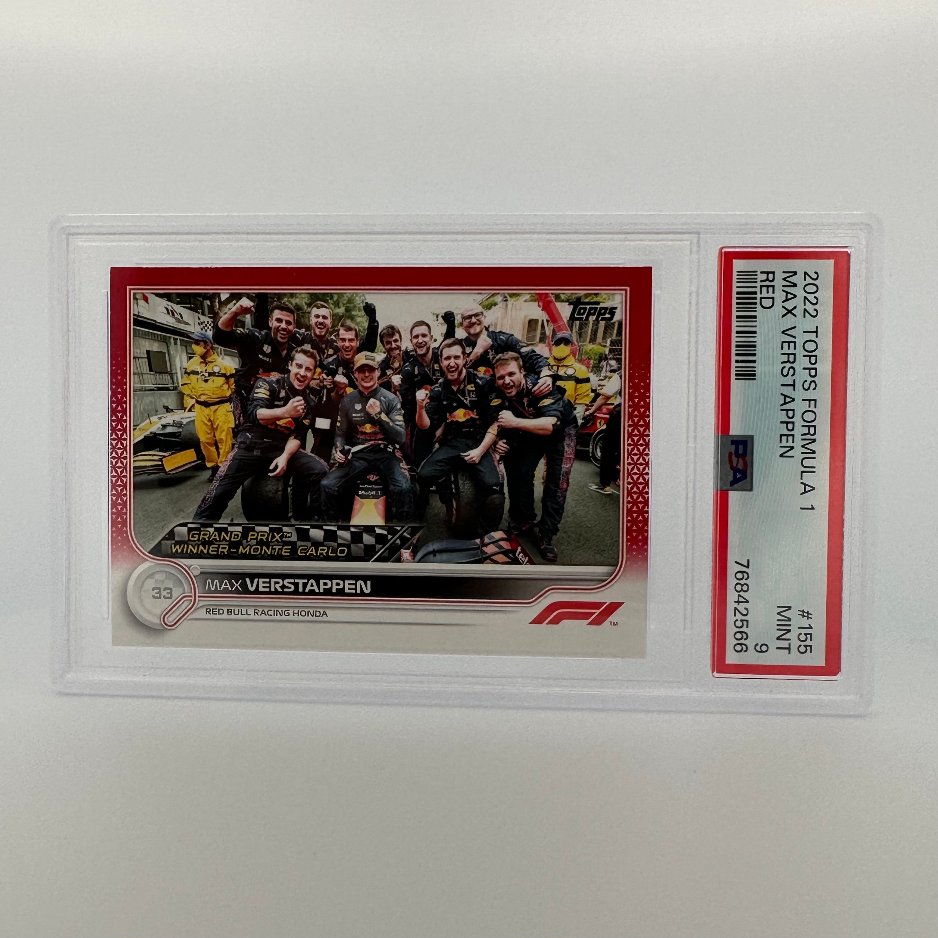 PSA 9 2021 Topps Chrome Formula 1 Max Verstappen #155 Red Refractor Rookie Card - Perfect for F1 Collectors & Racing Fans Display
