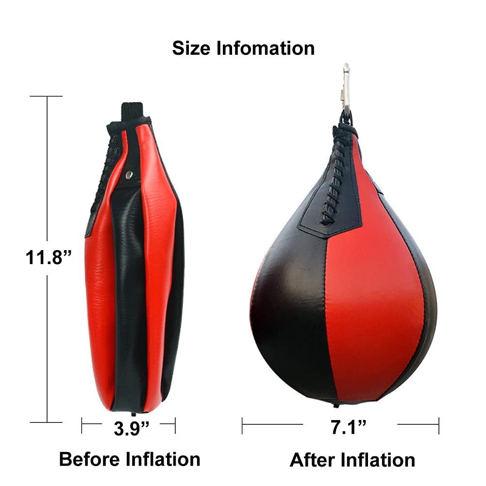 Professional Boxing Speedbag Swivel Set with Black Leather Punching Ball & Pump - MMA Speed Ball Training Equipment for Muay Thai, Boxing, Home Gym Workouts - Perfect for Cardio, Strength Training & Martial Arts Practice