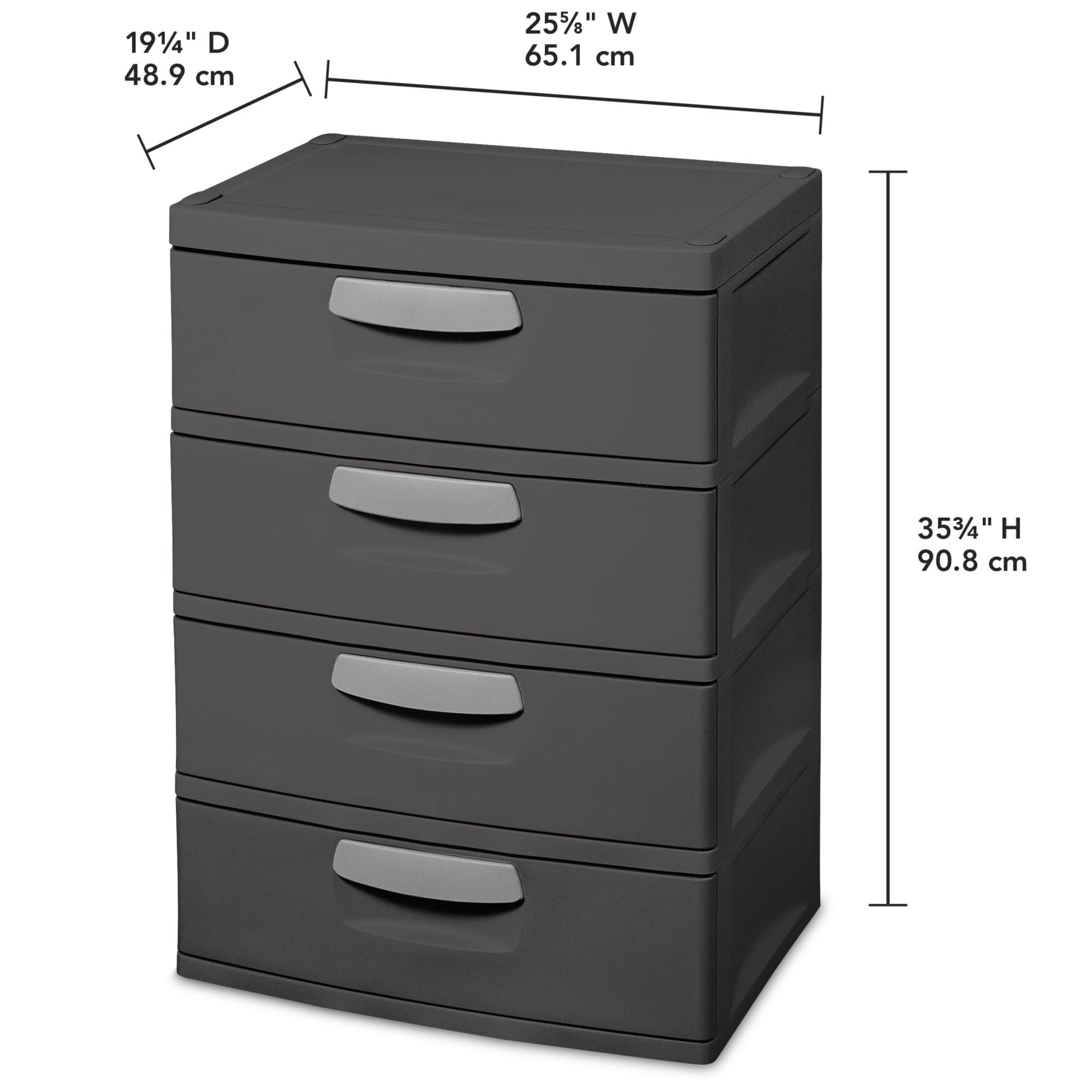4-Drawer Plastic Storage Unit - Flat Gray | Compact Organizer for Home, Office & Closet Organization