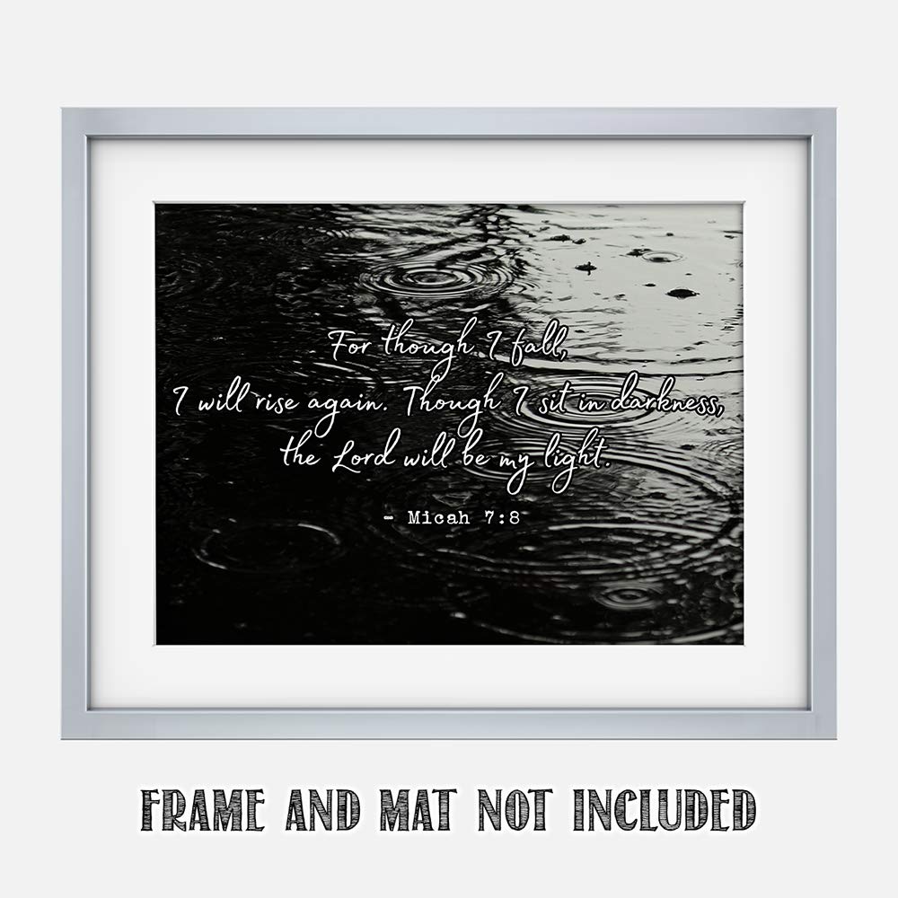 TJ Originals Micah 7:8 Bible Verse Wall Art - Inspirational Christian Scripture Print in Black & White - Perfect Religious Gift for Women - Faith-Based Home & Office Decor for Prayer Rooms, Church Gifts & Spiritual Encouragement