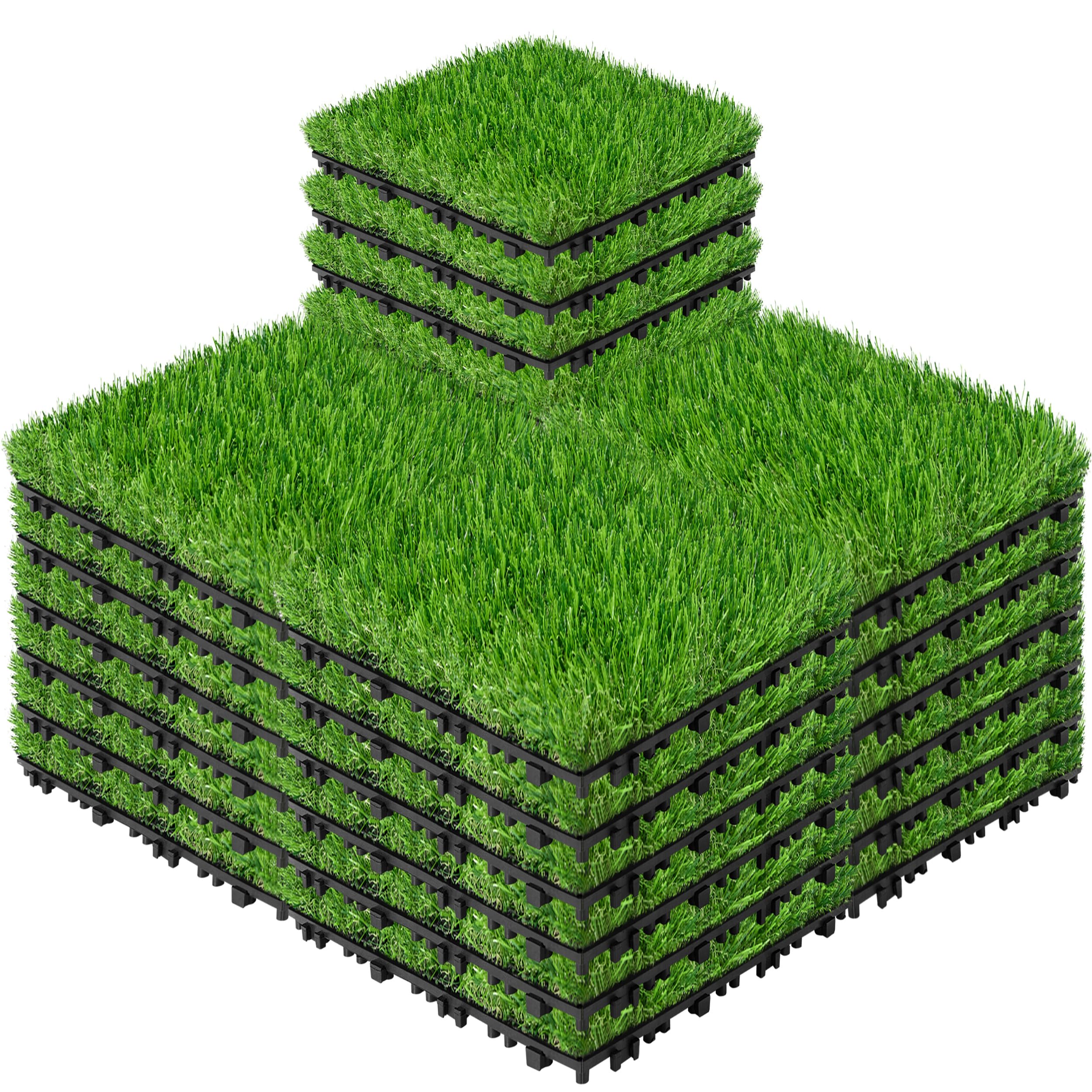 27 PCS Interlocking Artificial Grass Tiles - 12