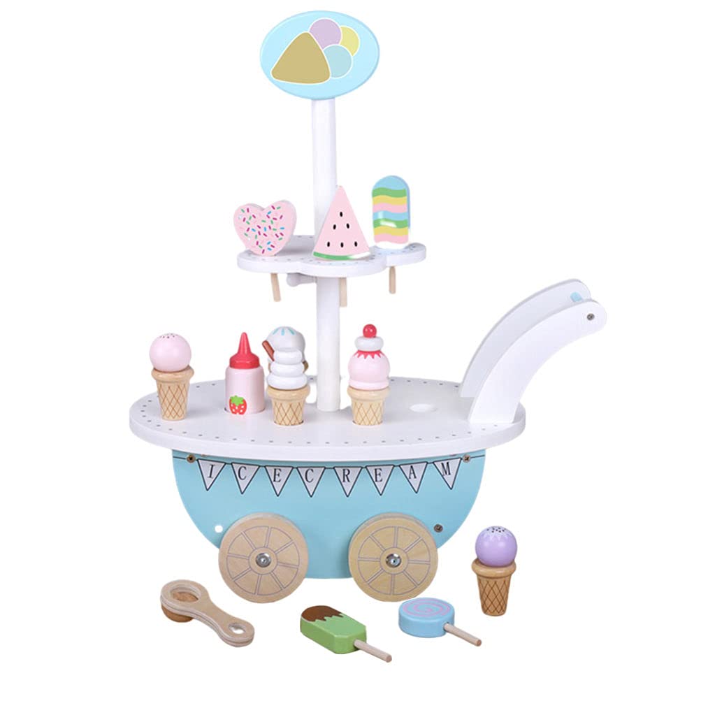 HEALLILY Pretend Play Ice Cream Toy Set for Kids - Educational Ice Cream Cart Toys with Scoop & Cones - Fun Role Play & Learning Toy for Birthday Gifts & Classroom Activities