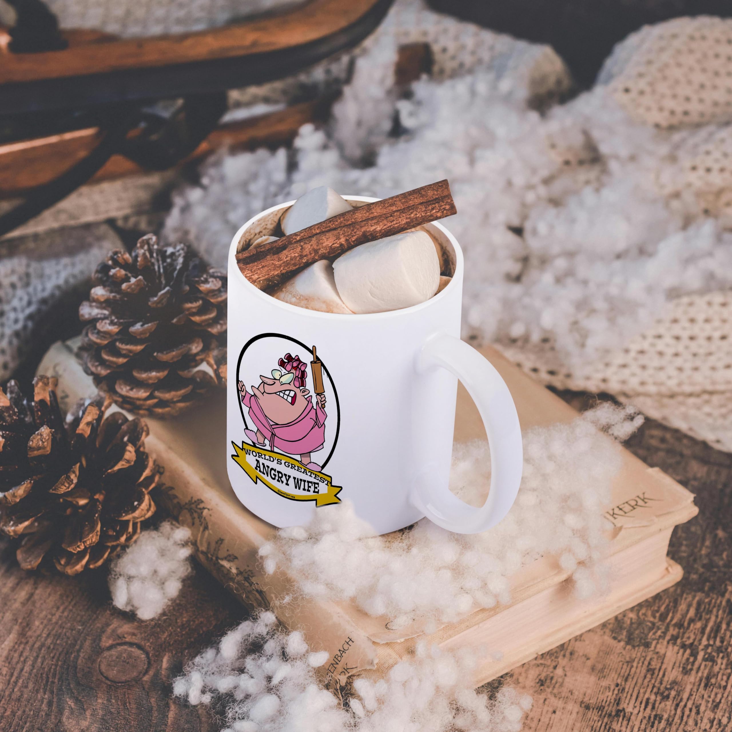 3dRose Funny Worlds Greatest Angry Wife Coffee Mug - 15oz Ceramic Cup with Marriage Humor Cartoon Design - Perfect Gift for Anniversaries, Weddings & Couples - Ideal for Coffee, Tea or Office Use
