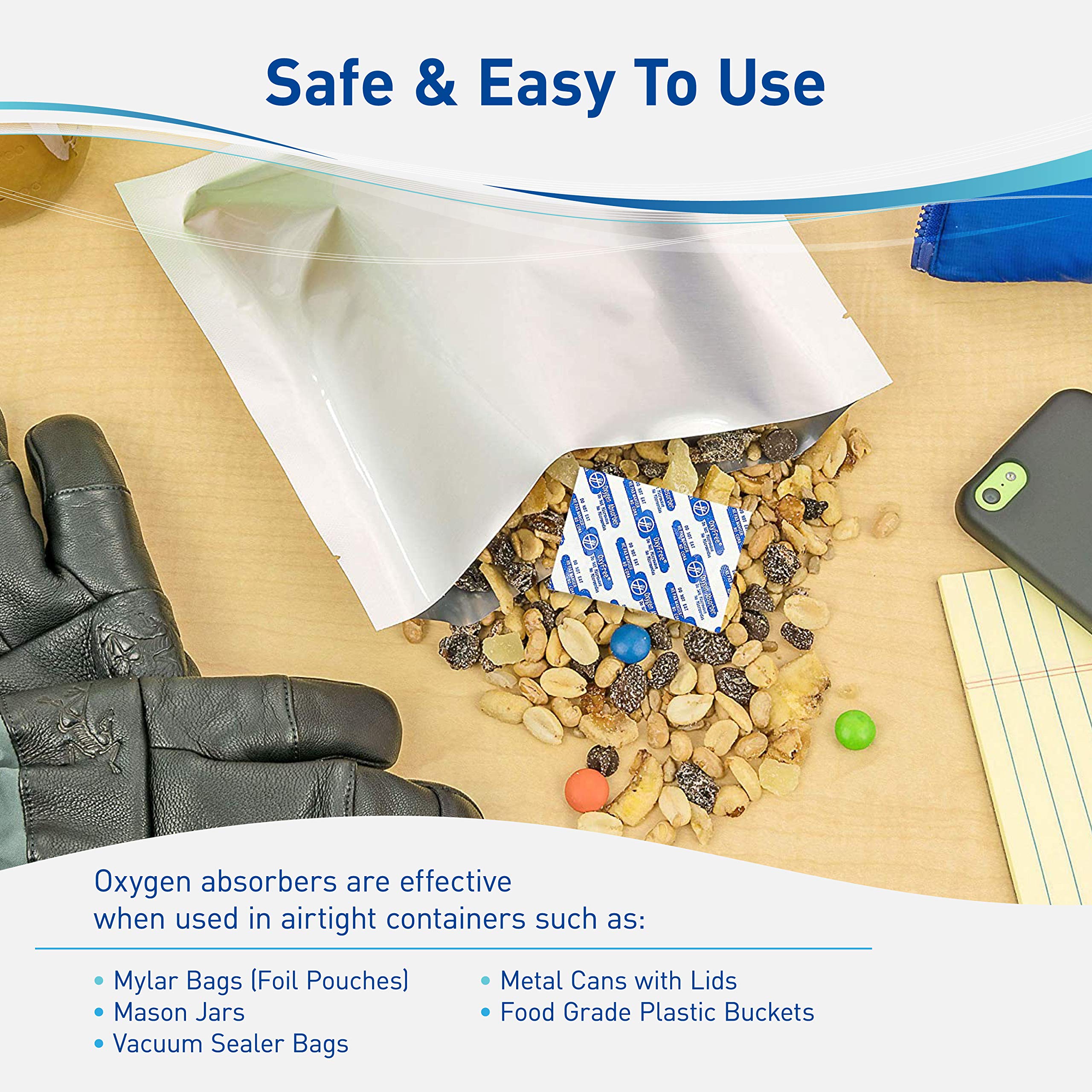 Oxygen Absorbers for Food Storage - 2000cc Pack of 20 | Extend Shelf Life in Mylar Bags & Vacuum Sealer Bags | Perfect for Long-Term Food Preservation, Emergency Kits & Camping Supplies