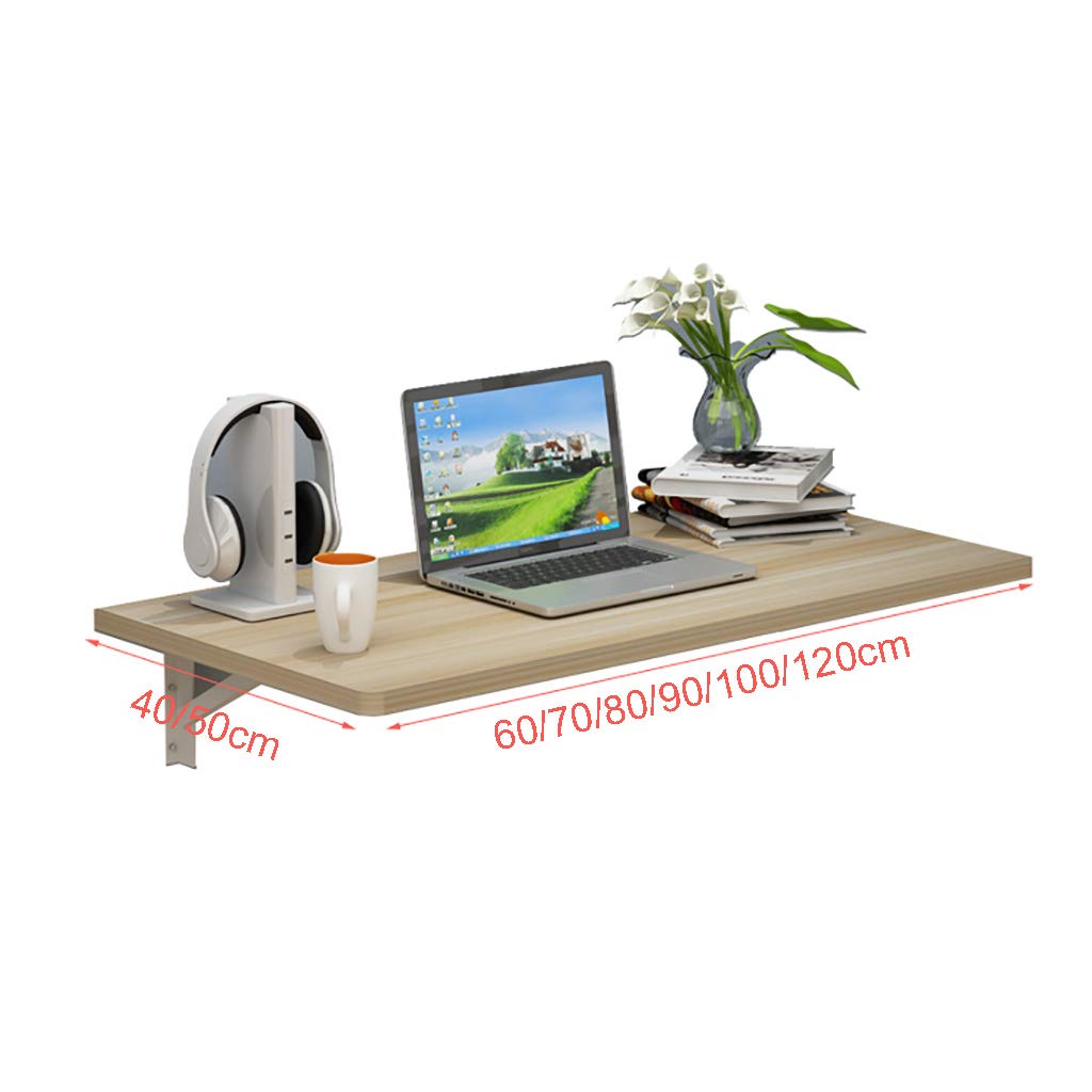 Wall Mounted Floating Folding Table - Drop Leaf Dining Table | Space-Saving Small Particleboard Desk for Office, Home & Kitchen (60cm-120cm Adjustable) in Light Walnut/Black/White/White Maple/Teak | Perfect for Small Apartments, Breakfast Nooks & Home Offices