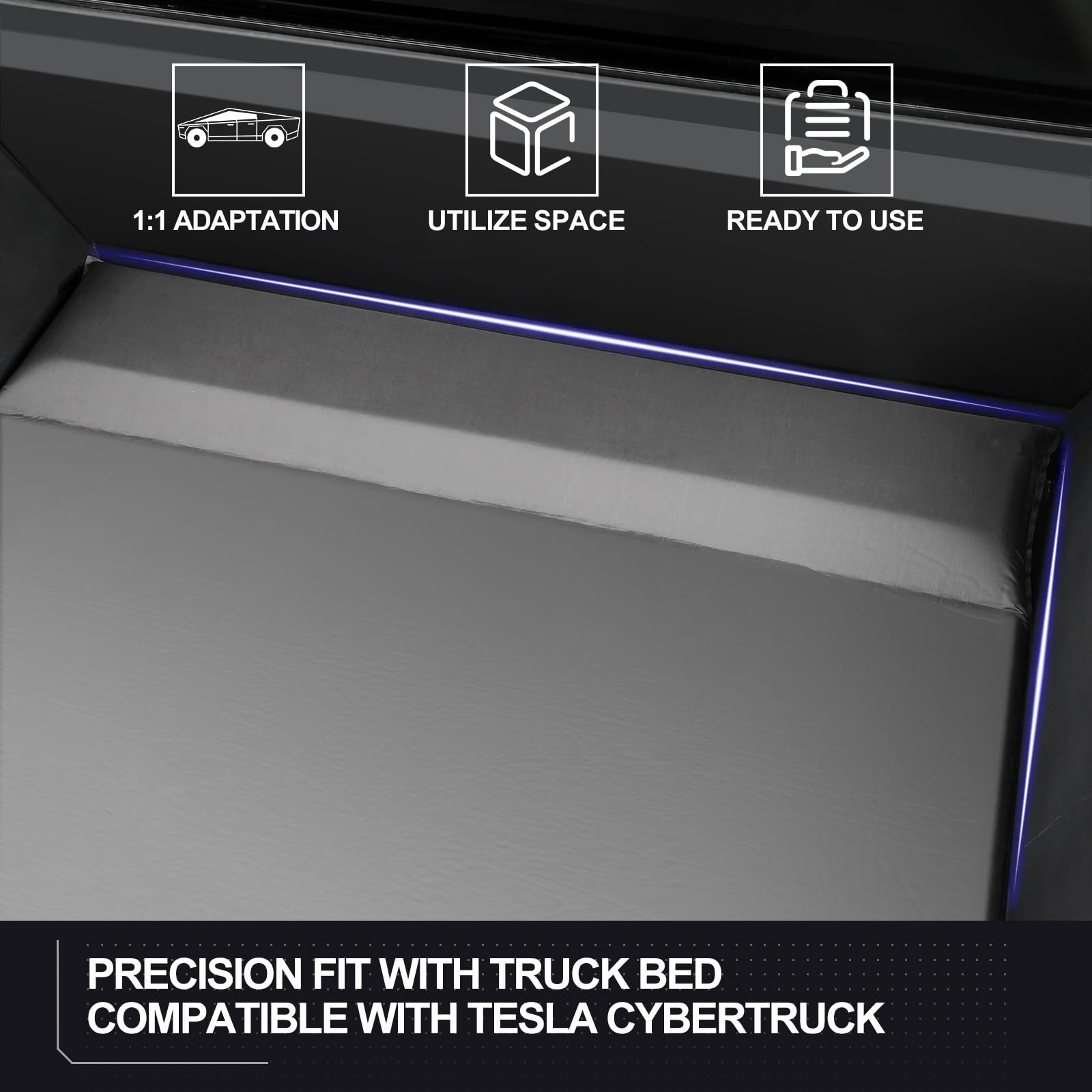 Tesla Cybertruck Air Mattress - Custom Fit Truck Bed Air Mattress with Built-in Pump & Carry Bag | Waterproof, Durable Camping Accessory for Travel, Road Trips & Outdoor Adventures | Perfect for Tesla Owners, Camping & Backyard Sleepovers