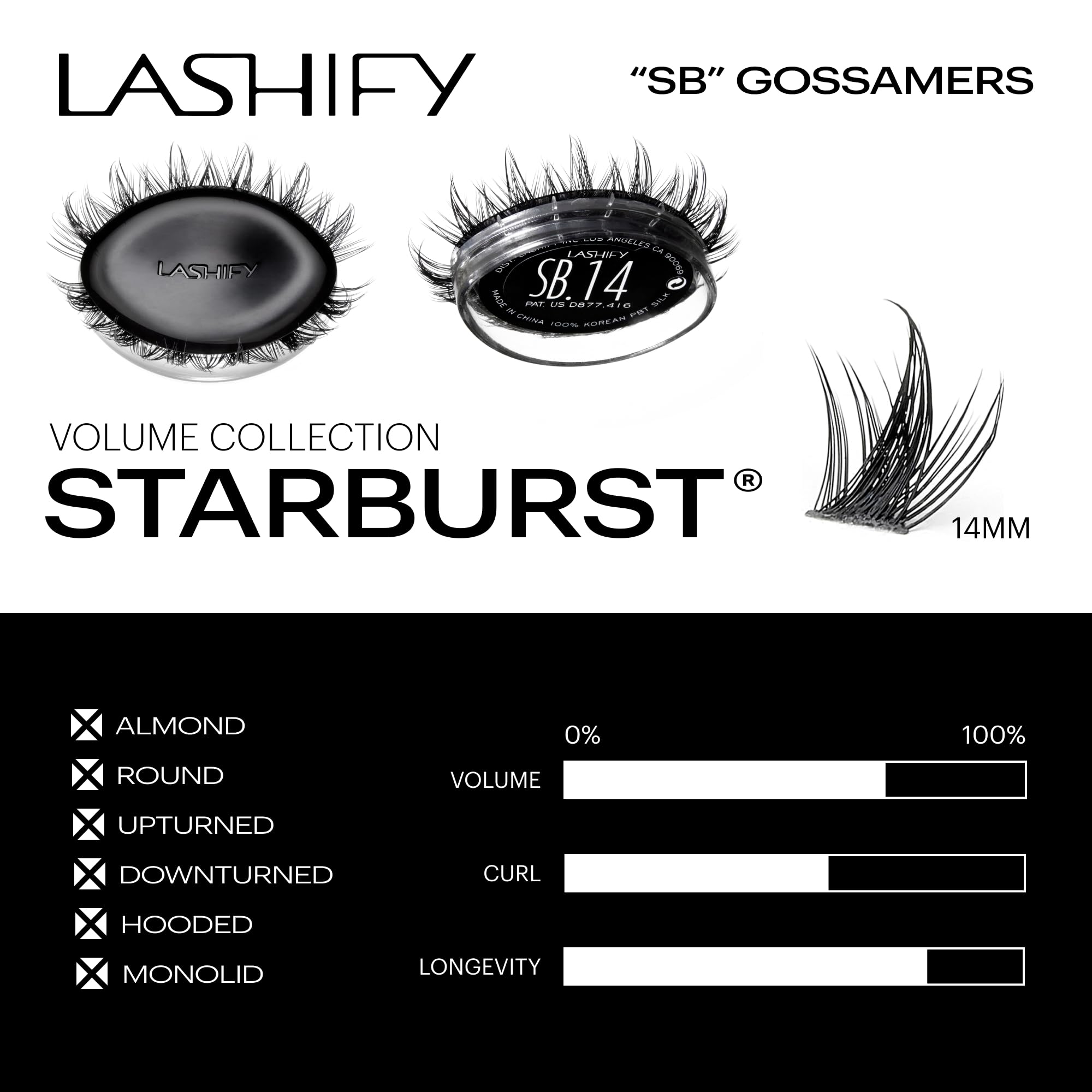 Lashify Star Burst 14mm DIY Eyelash Extensions Refill Kit - Multi-Length Layered False Lashes in Black for Natural Volume & Glamorous Look | Perfect for Daily Wear, Special Occasions & Professional Makeup Artists