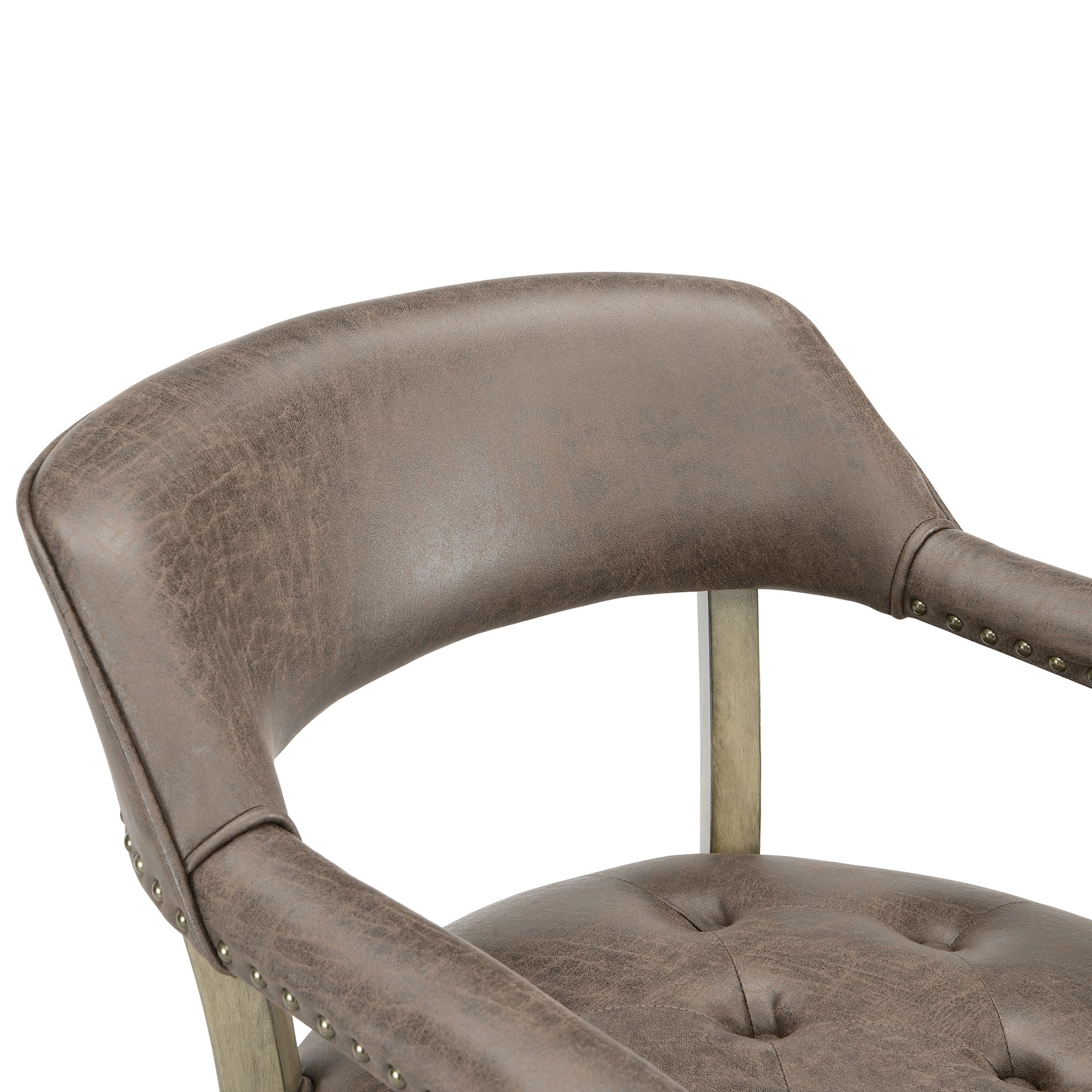 Dark Brown High Back Rolling Dining Chair with Casters - Ergonomic Captain's Chair for Kitchen Table, Dinette Sets & Poker Games | Wheeled Office & Home Furniture