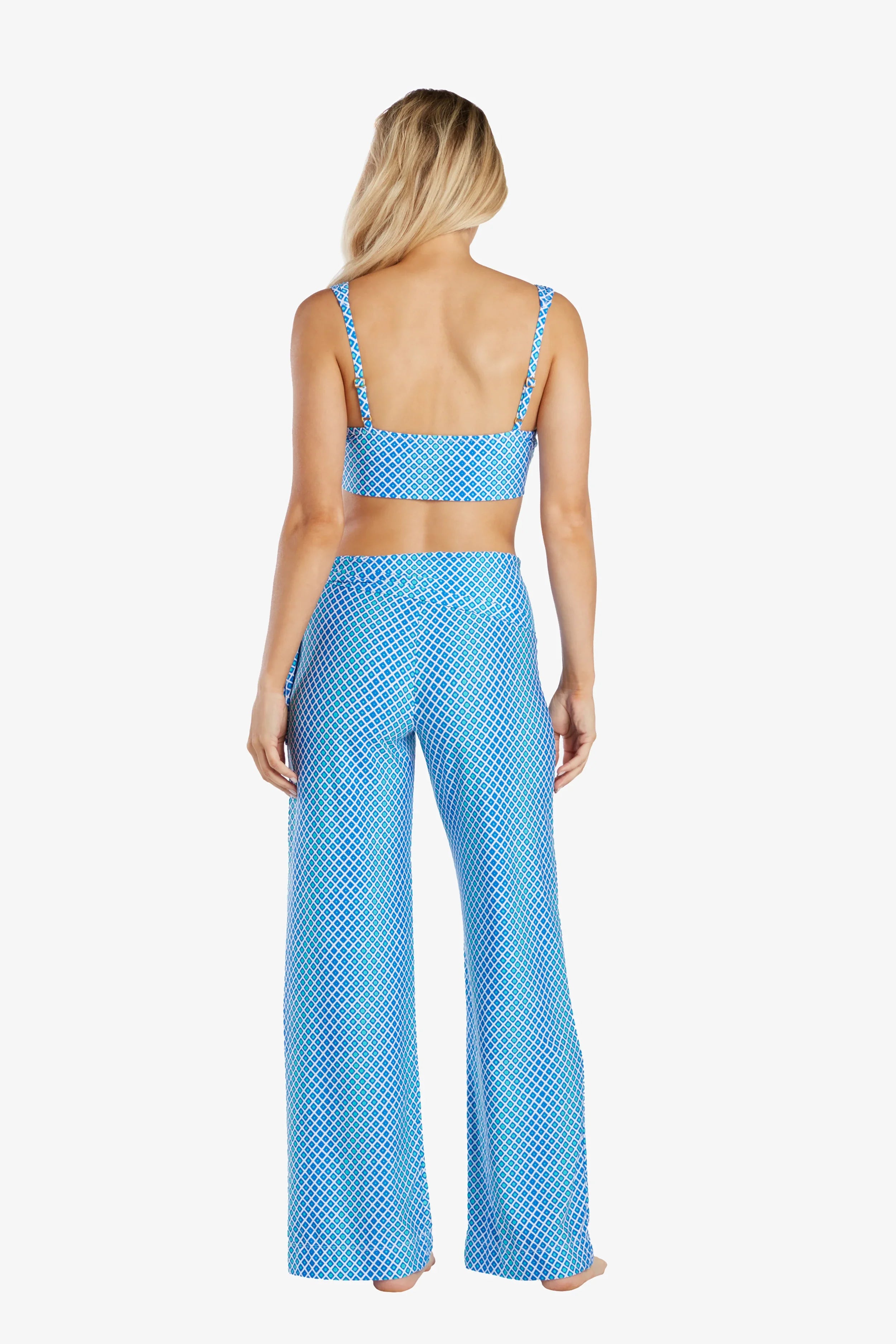 Relaxed Side Tie UPF 50+ Pants with Ombre Geometric Print - Perfect for Beach Vacations, Yoga & Summer Outdoor Activities