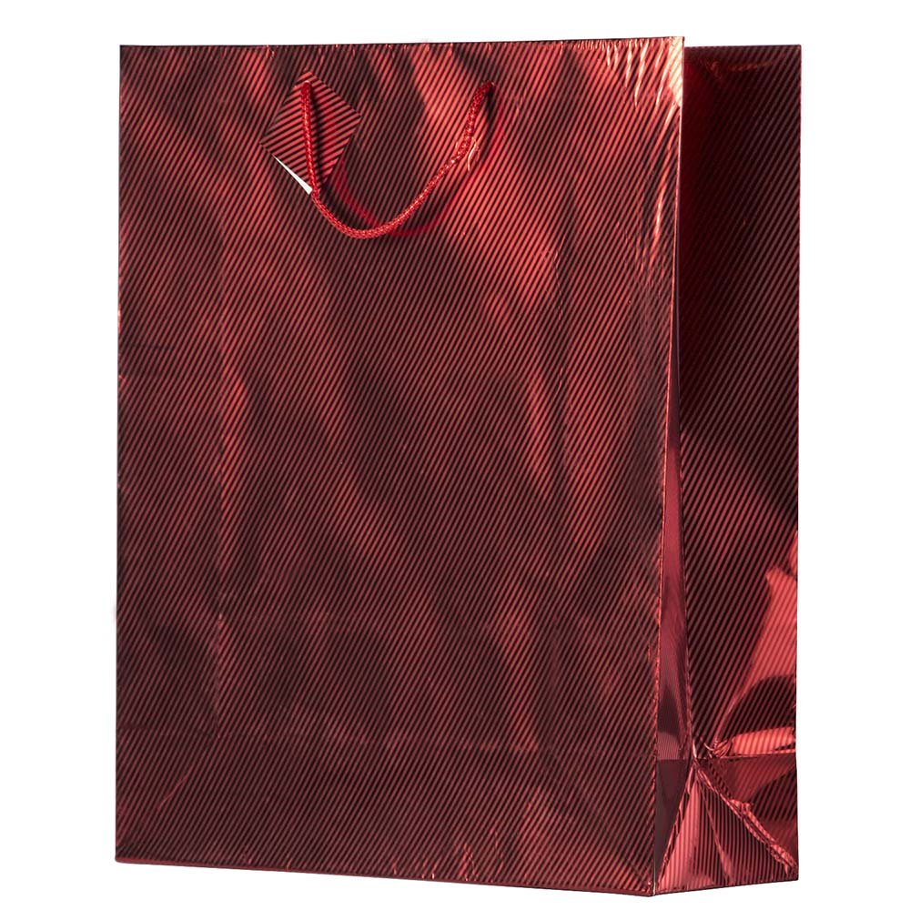 JAM Paper Large Red Foil Gift Bags with Rope Handles - 17