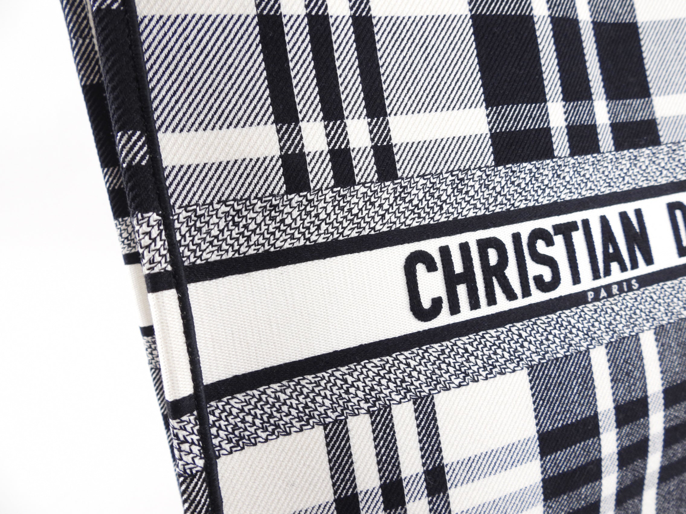 Dior Black and White Checkered Large Book Tote Bag - Stylish Designer Handbag for Work, Travel & Everyday Use