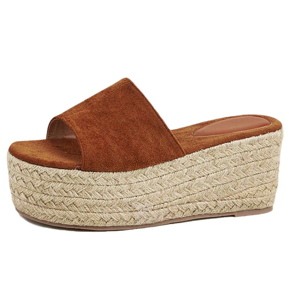 Erocalli Women's Platform Slip-On Espadrille Sandals - Bohemian Wedge Slides with Flatform Open Toe for Beach, Vacation & Summer Outfits
