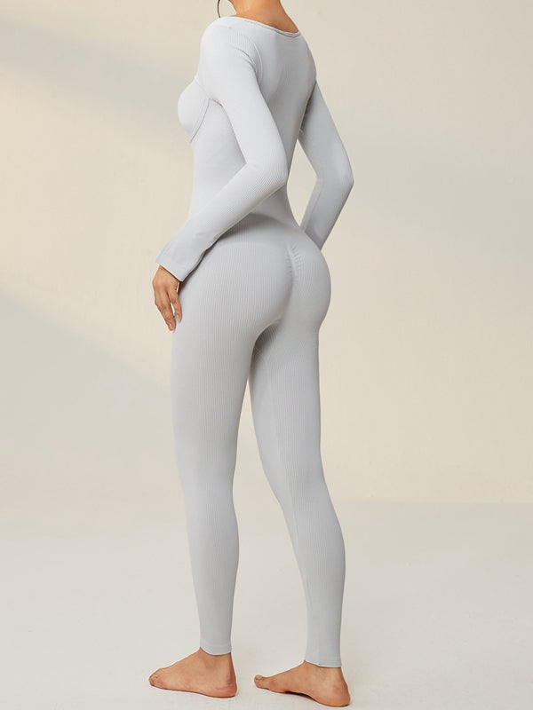 ZASUWA Women's Fashion Ribbed Split Scrunch Bum Jumpsuit - Sexy Bodycon Romper for Night Out, Party & Casual Wear