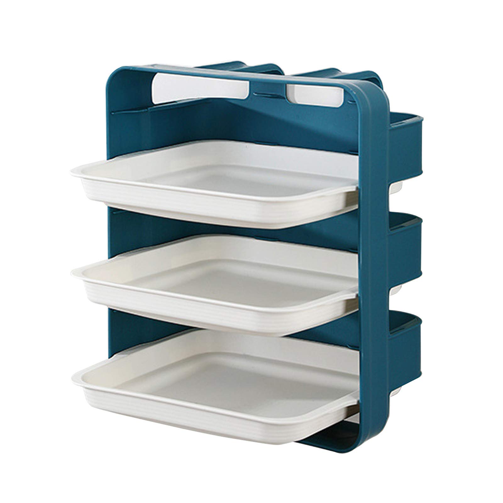 Aozhen 6-Piece Multi-Layer Drawer Wall Mounted Dish Organizer - Light Blue Tableware Storage Tray for Kitchen, Dining Room & Small Space Organization | Perfect for Utensils, Napkins & Side Dishes