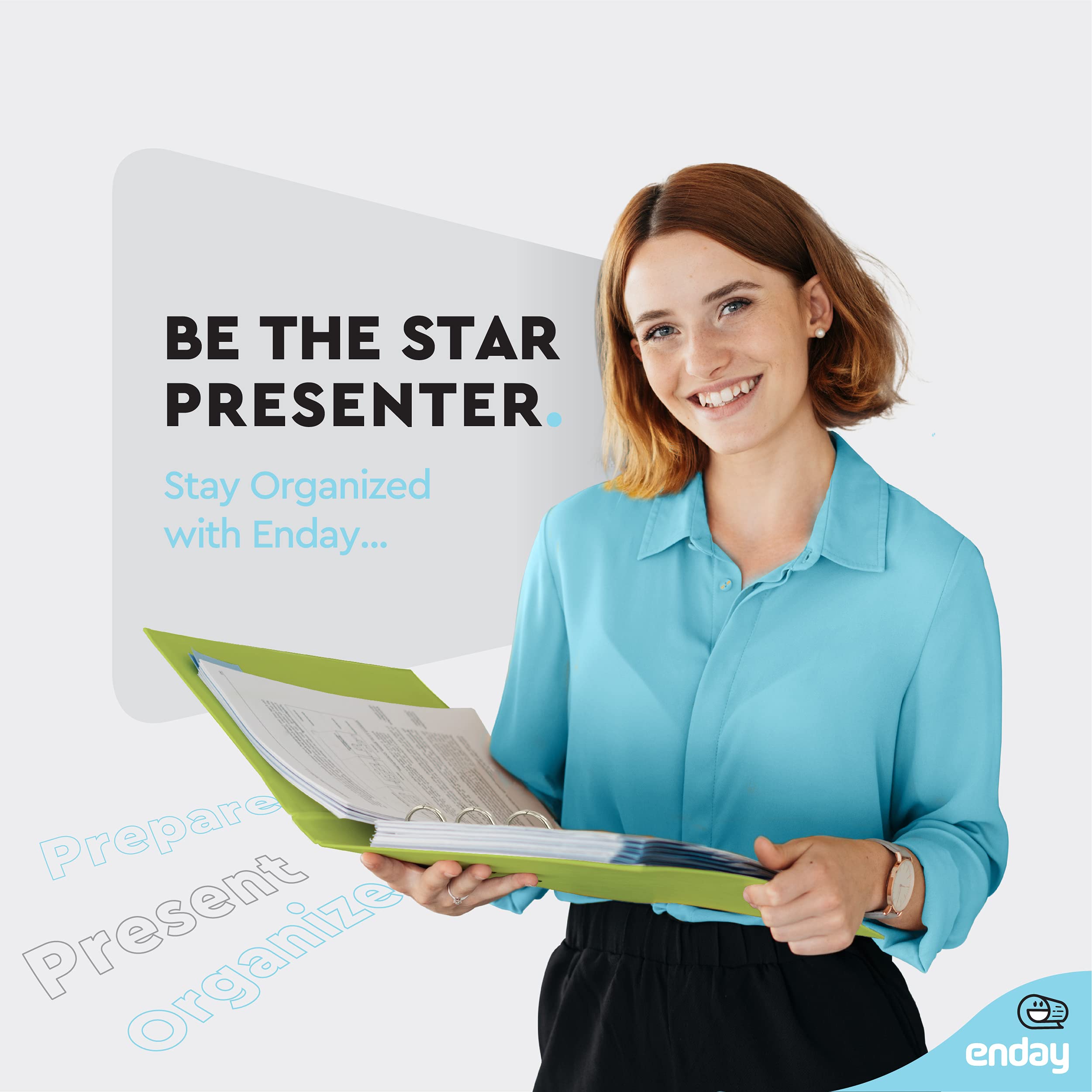 Enday 1.5 Inch Green 3-Ring Binder with Clear View Cover & 2 Inside Pockets - Durable School & Office Supplies for Organizing Documents, Homework, and Presentations - Perfect for Students, Teachers, and Professionals