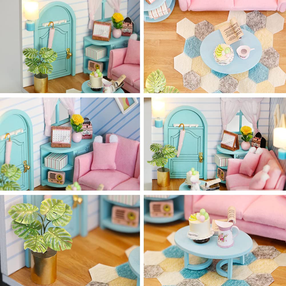 1:24 Scale DIY Wooden Toy House Kit - Mini Bakery Cake House Model with LED Lights for Dollhouse, Home Decor & Gift Ideas | Perfect for Kids, Collectors & Craft Lovers