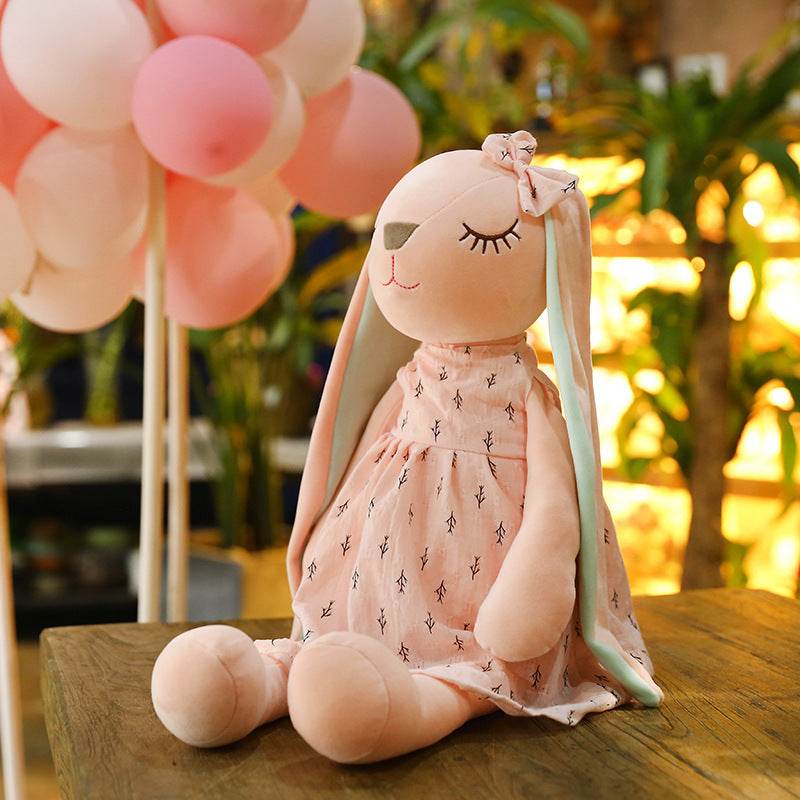 Adorable Pink & Blue Fluffy Bunny Plush Toy - Soft Stuffed Animal for Kids, Girls & Boys | Perfect for Cuddling, Nursery Decor & Gift Giving