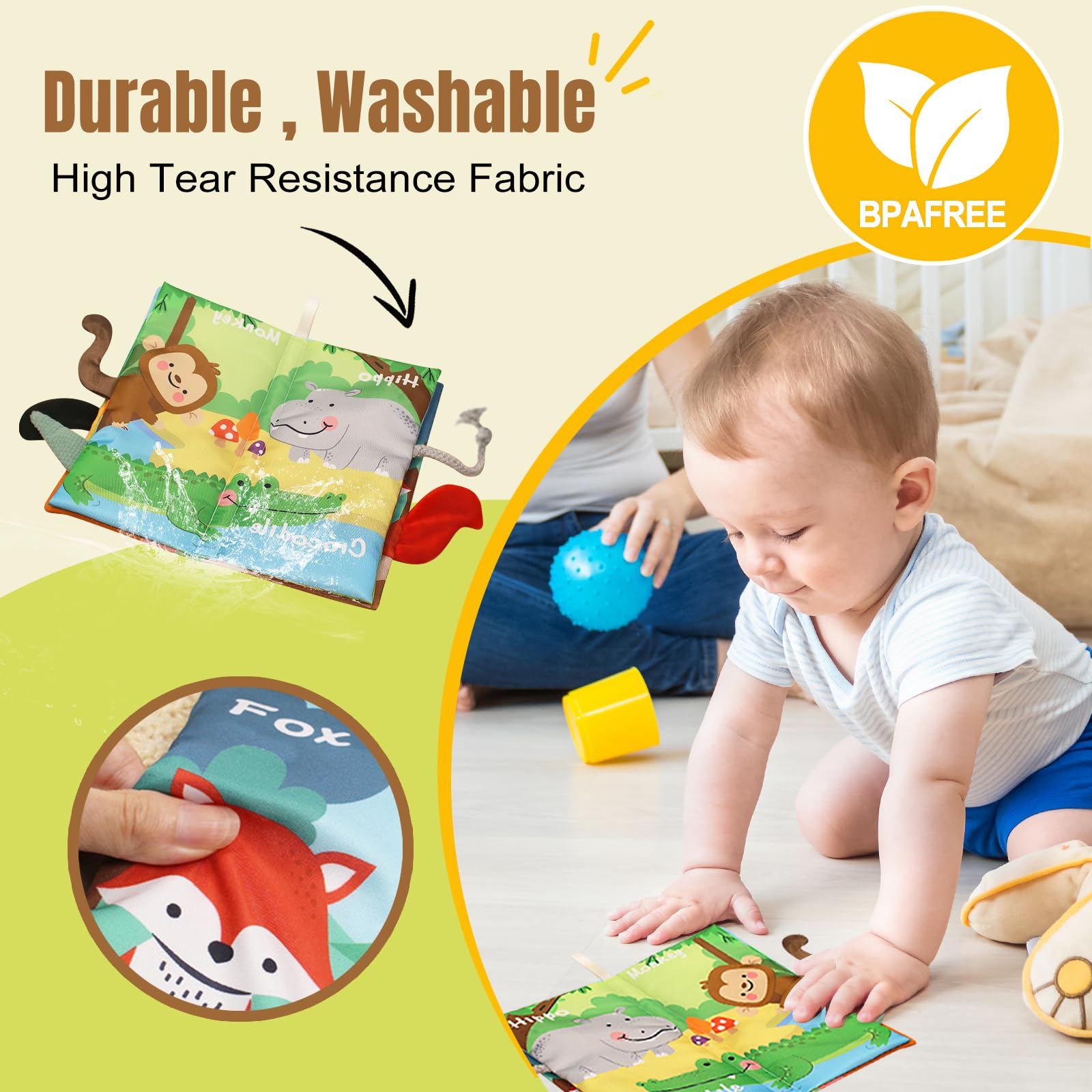 2 PCS High Contrast Baby Toys for 0-6 Months, 3D Animal Tails Sensory Books for Brain Development, Soft Montessori Visual Stimulation Toys, Perfect Gift for Newborns, Nursery & Playtime Essentials