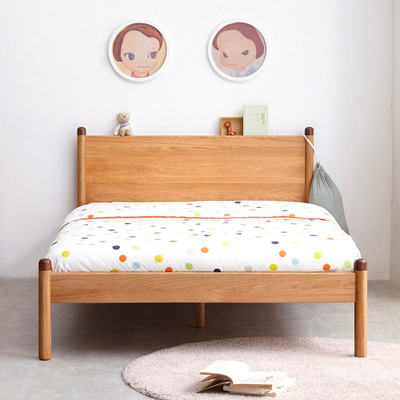 Solid Oak Wood Kids Bed - Sturdy & Safe Children's Bedroom Furniture for Toddlers & Teens - Perfect for Bedrooms, Daycare, and Guest Rooms
