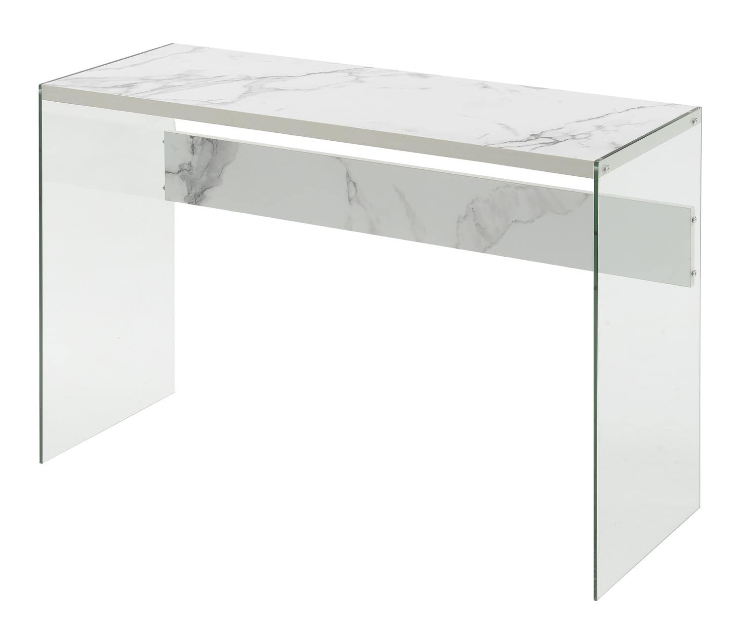 Convenience Concepts SoHo Console Table & Desk - Faux White Marble Top, Modern Entryway Furniture for Hallway, Living Room, or Home Office
