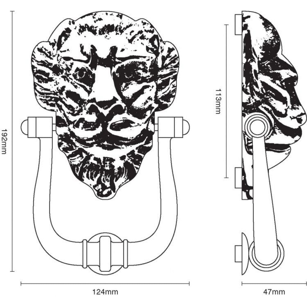 Polished Nickel Lion Door Knocker - Large Antique Brass Door Knocker for Front Entry - Perfect for Victorian Homes & Castle Style Doors