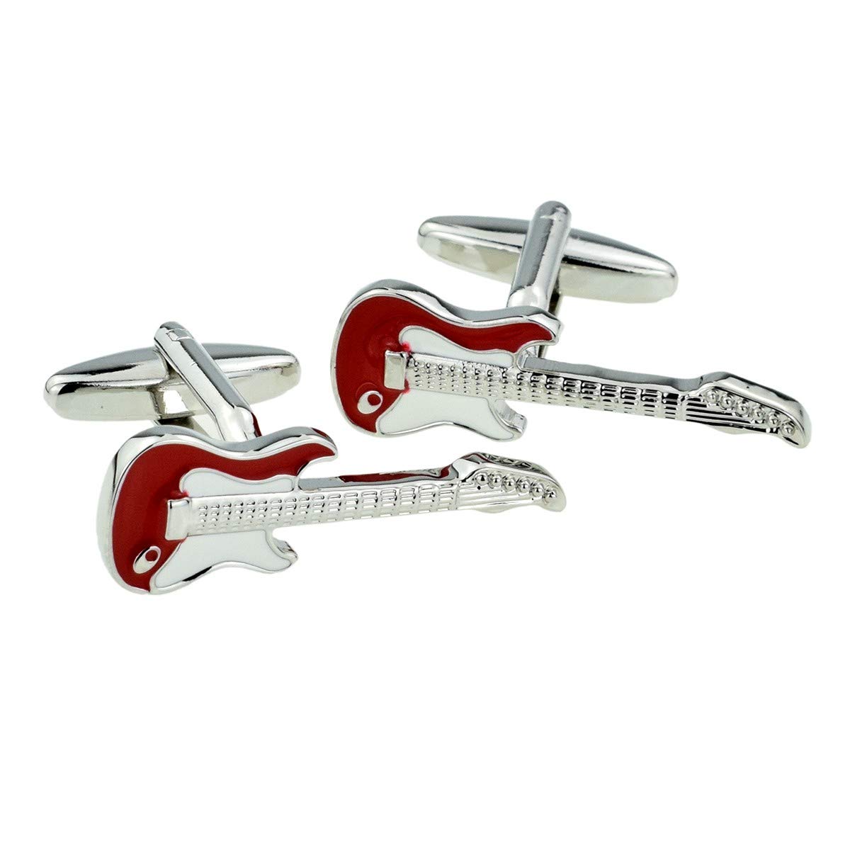 Stylish Red Guitar Music Cufflinks Set - Elegant Gift Box Included | Perfect for Musicians, Music Teachers & Music Lovers | Ideal for Weddings, Concerts & Special Occasions