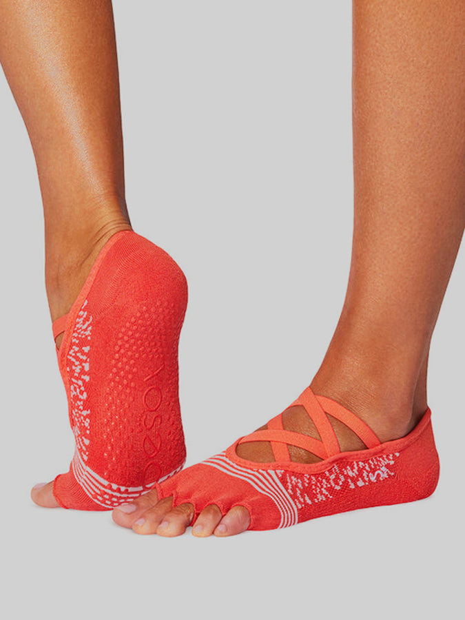 ToeSox Elle Tec Half Toe Women's Non-Slip Yoga Socks for Pilates, Barre & Dance - Breathable Grip Socks for Studio Workouts