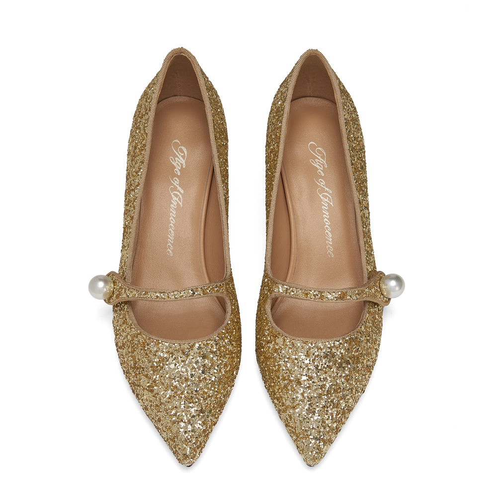 Yvonne Glitter Gold High Heels for Women - Elegant Party Shoes for Evening Events, Weddings & Special Occasions